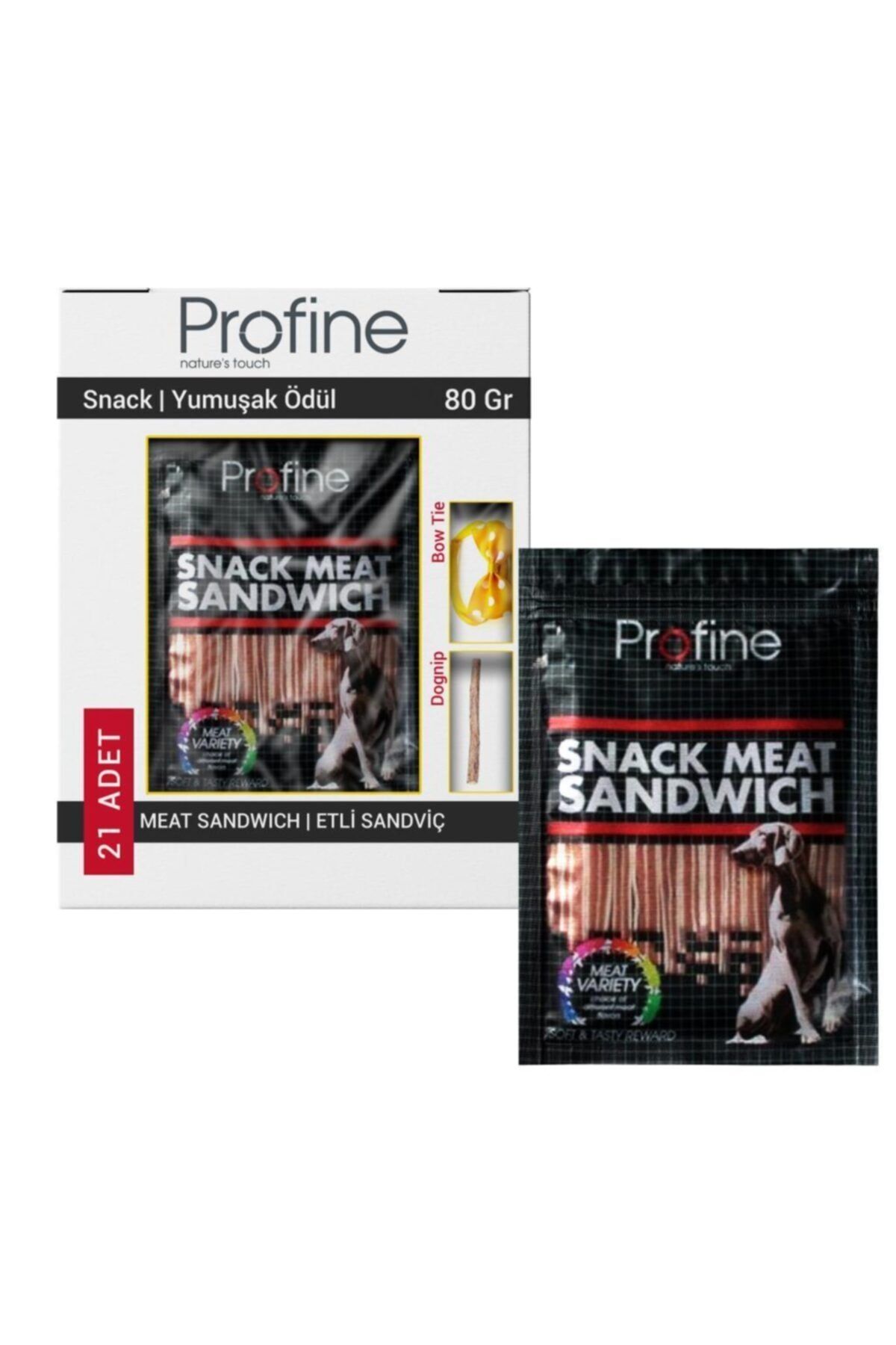 Profine Snack Meat Sandwich Yumuşak Köpek Ödül Maması 21x80 gr