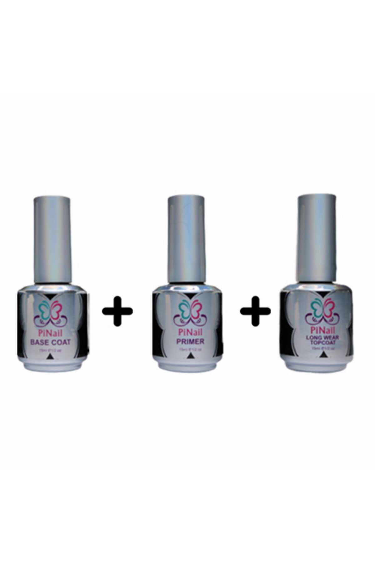 PiNail Base Coat + Primer + Long Wear Topcoat Set