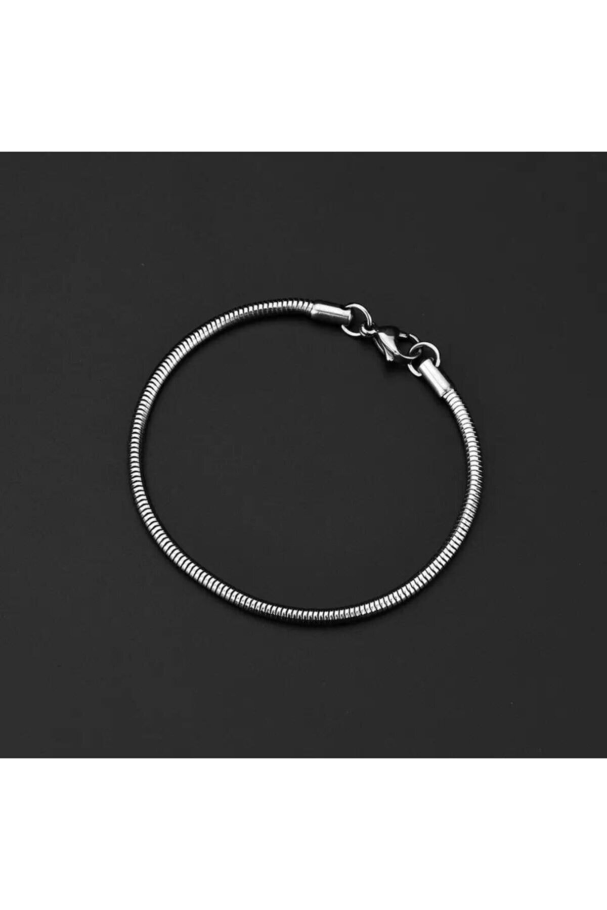 MedBlack Jewelry Unisex Gümüş Renk Yılan Zincir Bileklik