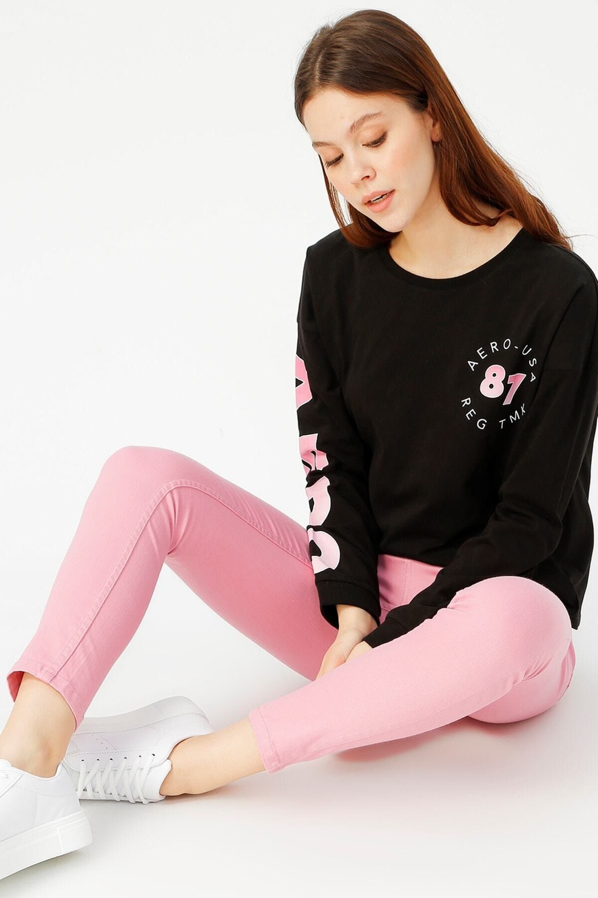 AEROPOSTALE Kadın Siyah Sweatshirt