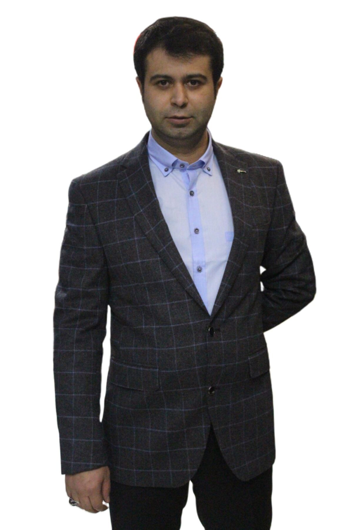 Havan Çift Düğme Tek Yırtmaç Kareli Kışlık Yün Kombin Takım