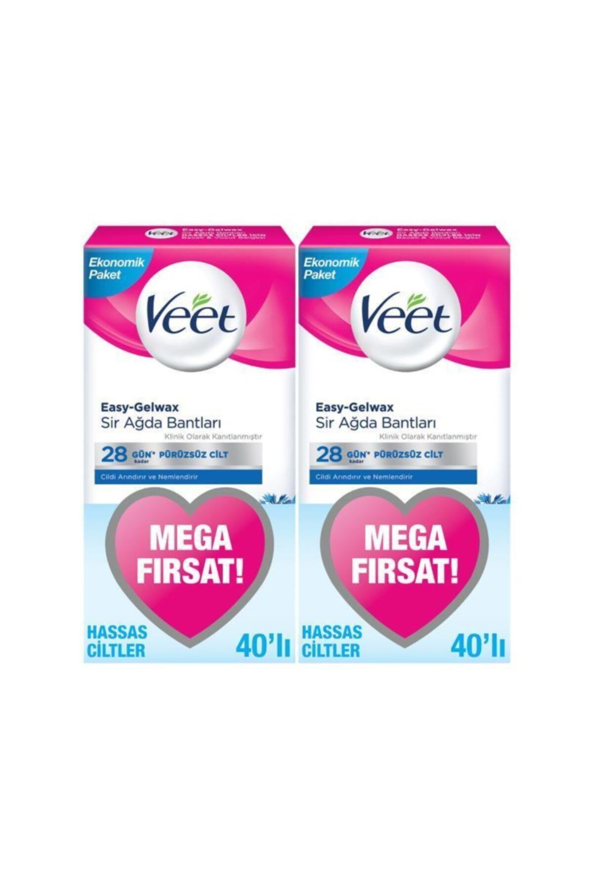 Veet Ağda Bandı Bacak & Vücut Bölgesi- Hassas Ciltler 80 Adet Mega Fırsat Paketi