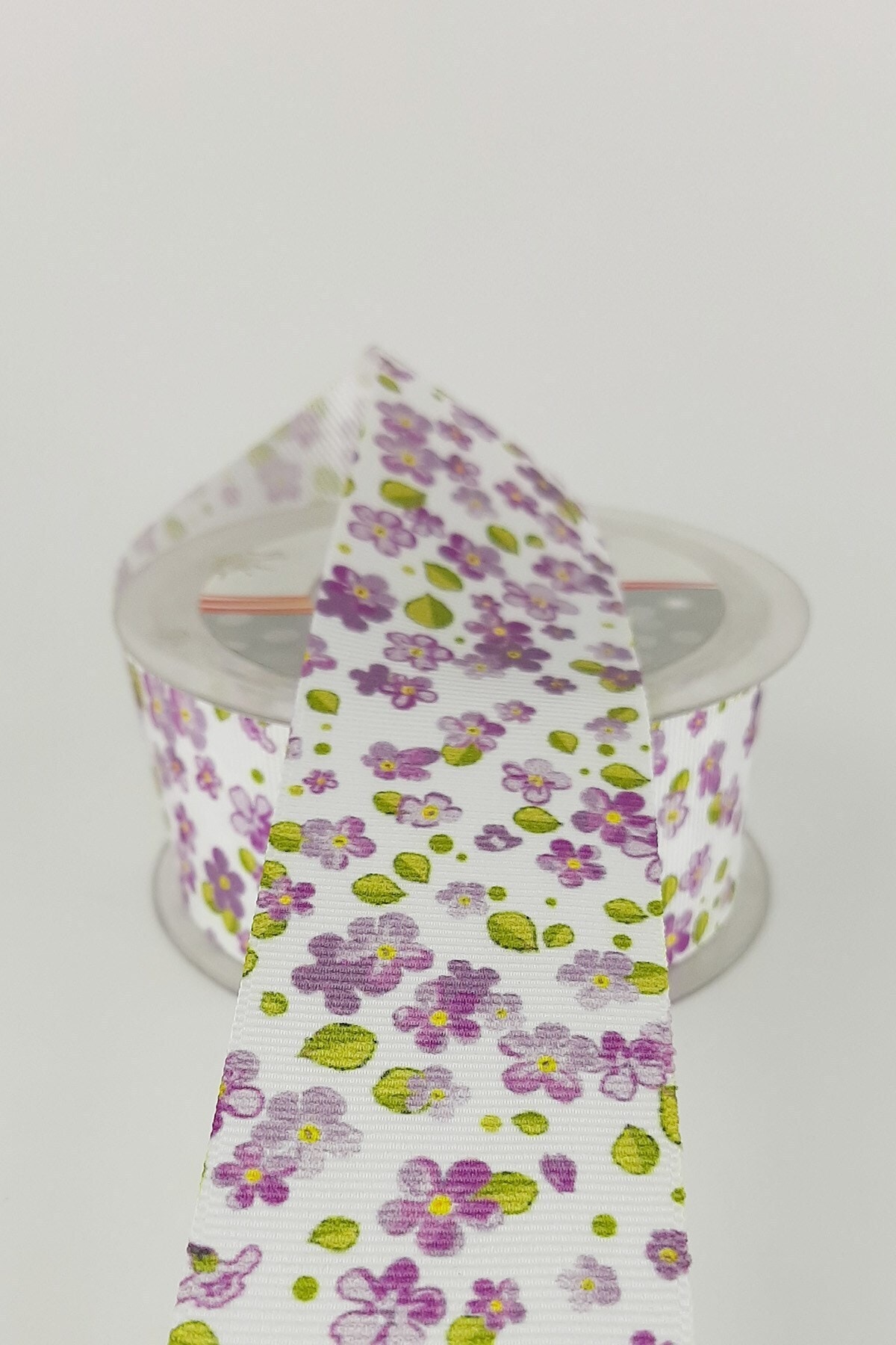 Hayalperest boncuk Mor Çiçek Desenli Grogren Kurdele 4 Cm 20 Mt