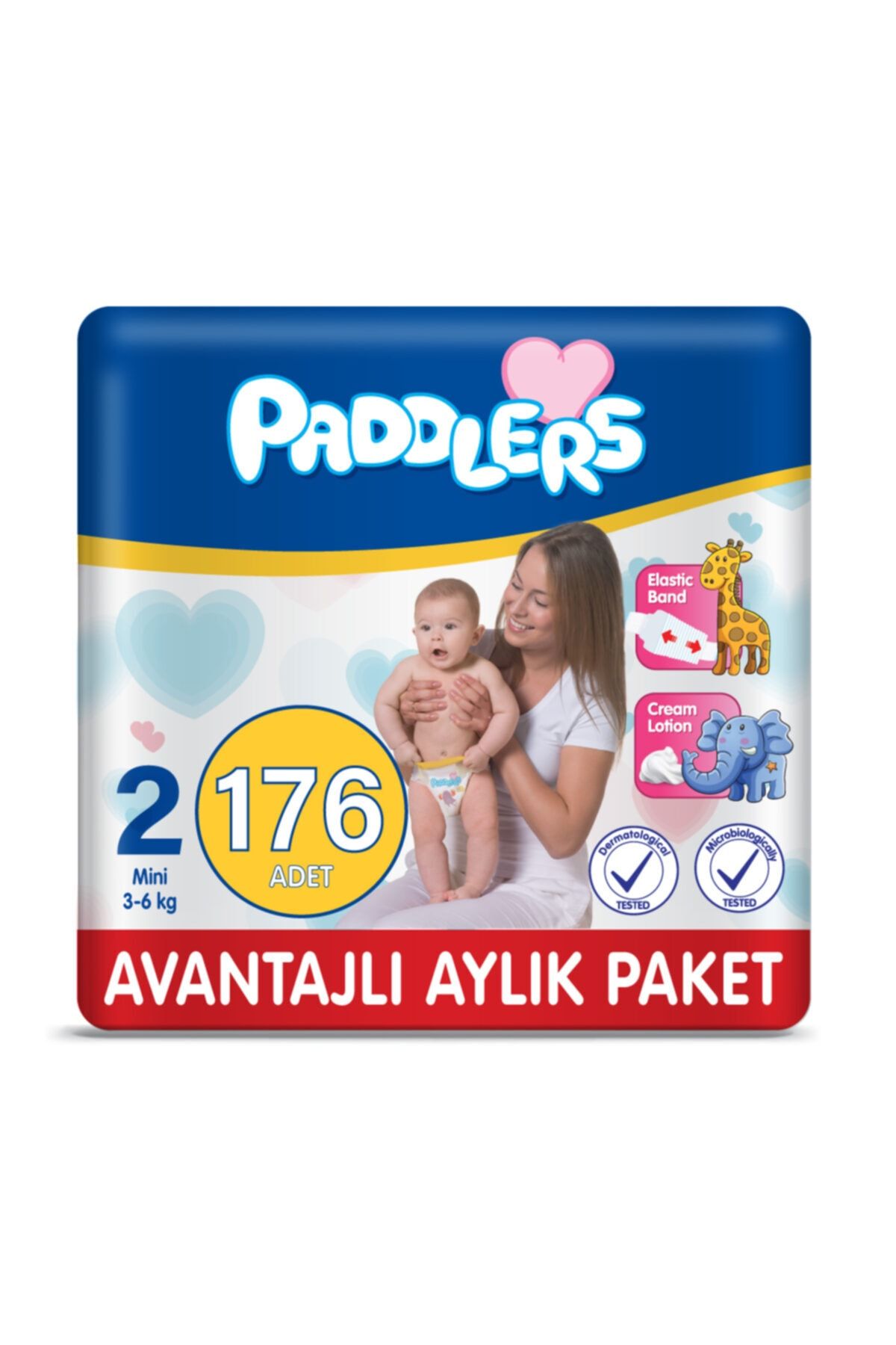 Paddlers Bebek Bezi 2 Numara Mini 176 Adet (3-6 Kg) Aylık Paket