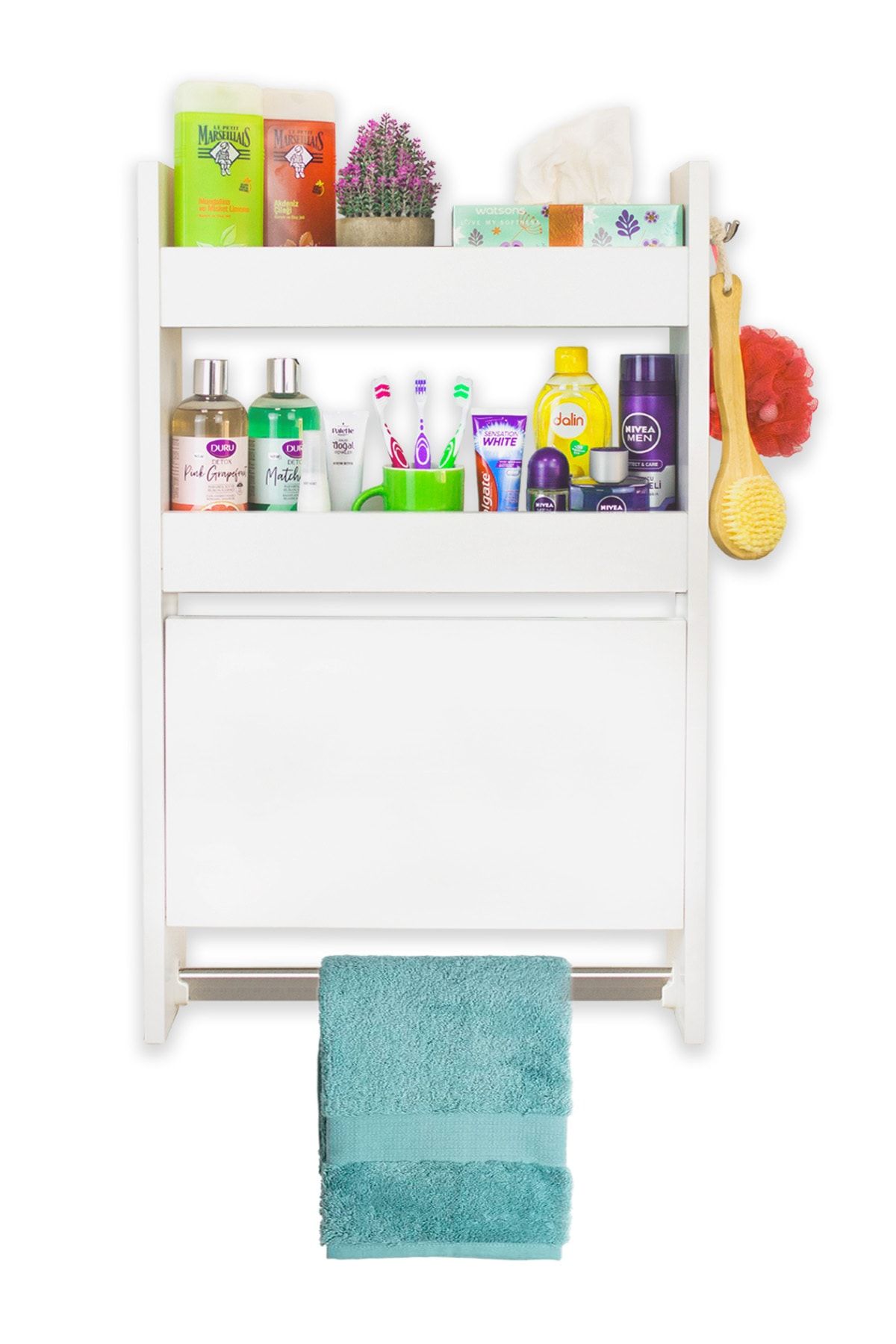 ScorpLion Banyo Rafı Ve Havlu Askılıklı Banyo Tereği