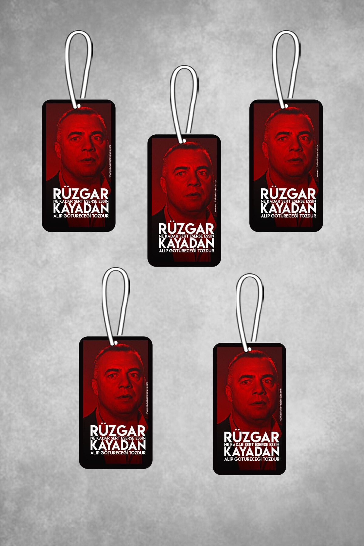 Exculusive Oto Kokusu Eşkiya Dünyaya Hükümdar Olmaz Limon Esanslı Baskılı Ipli Dekoratif Asma Ayna Oto Kokusu 5'li Paket
