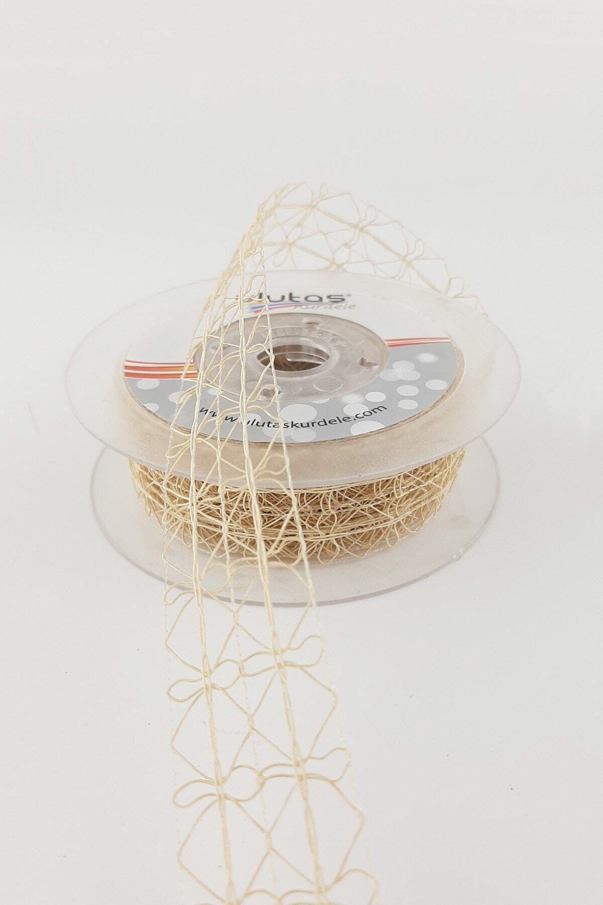 Hayalperest boncuk Bej Rengi Dantel Tela Kurdele 10 Mt