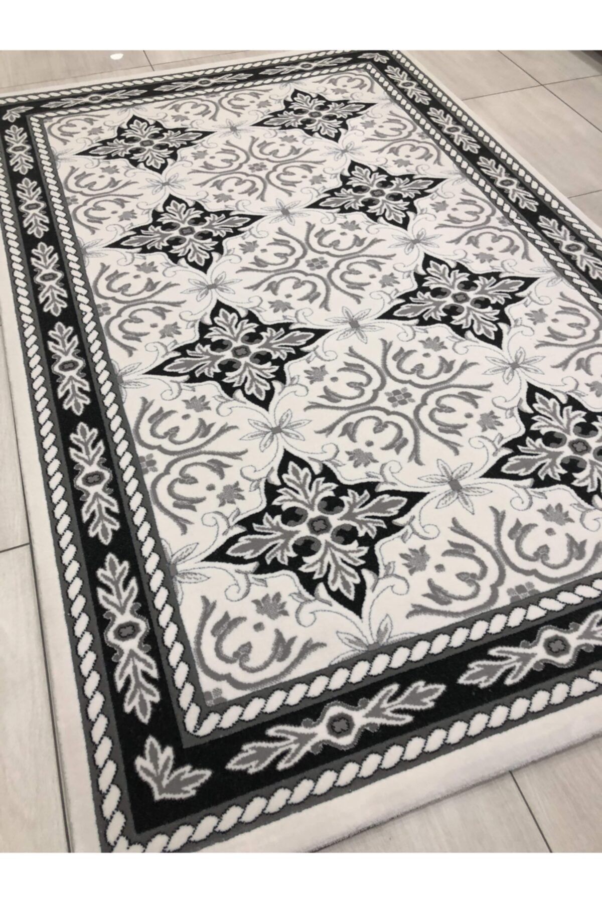 saray hali sembol 11829 as 150x230 gri beyaz siyah 4 m2 hali fiyati yorumlari trendyol