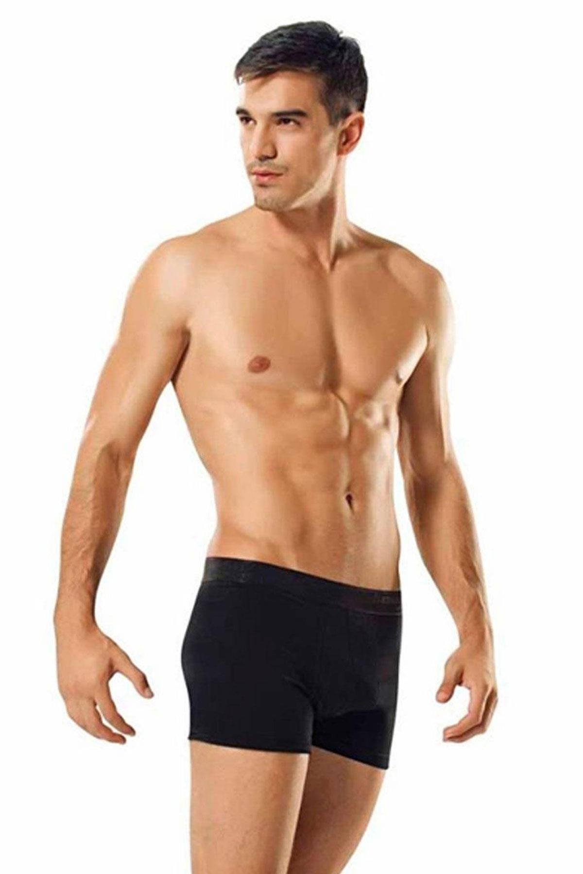 Tutku Erkek Likralı Elastan Boxer Siyah Renk 3'lü Paket
