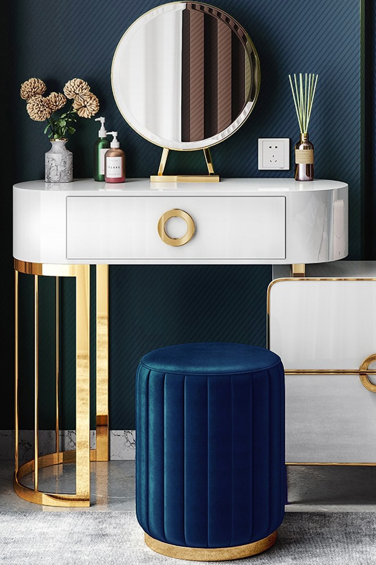 Zem Long Line Blue - Gold Puf