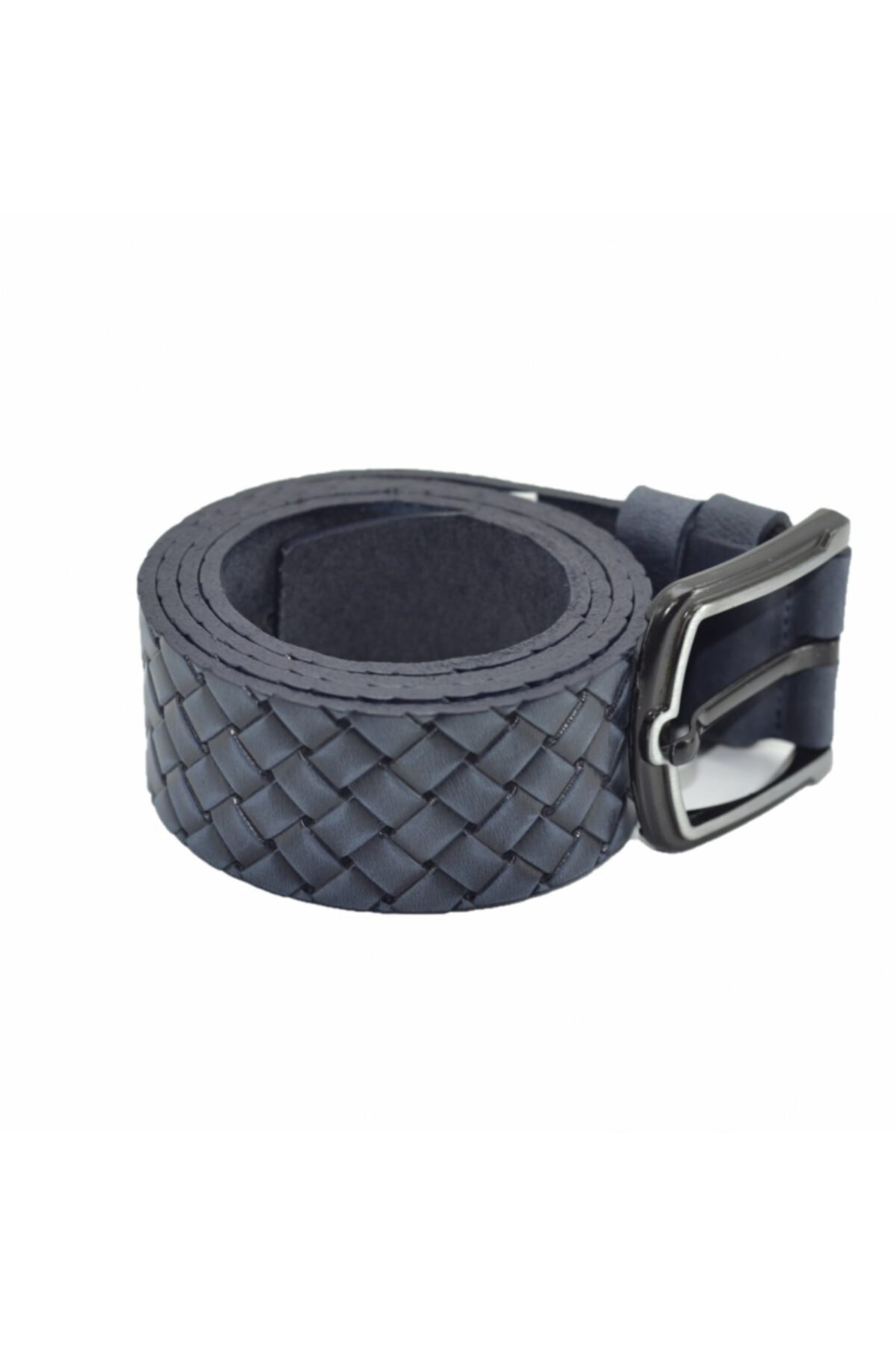 Hayrer Guard Hakiki Deri Lüx Lacivert Örgü Baskı Kot Kemer 120 Cm