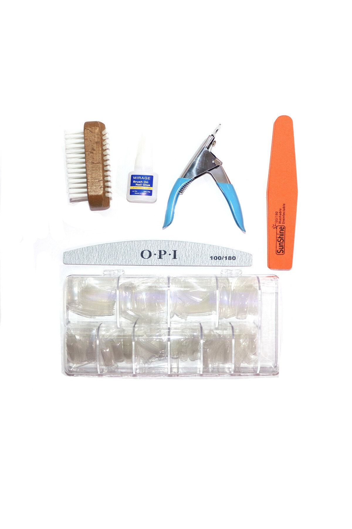OBD Protez Tırnak 6'lı Set, 500lü Şeffaf Tırnak +fırca+yapıştırıcı+makas+törpü