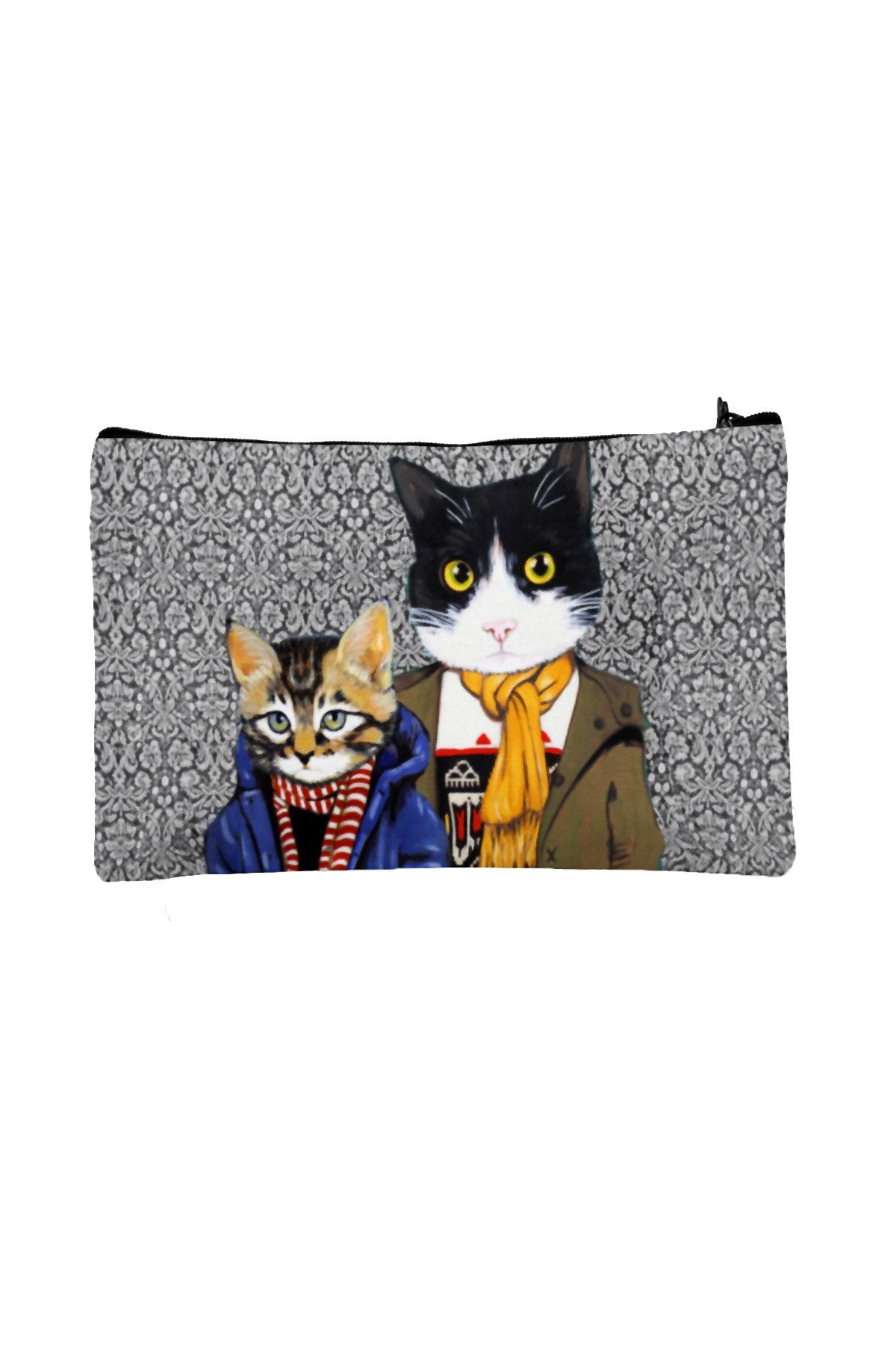 Carali Makyaj Çantası Dijital Baskılı-kedi