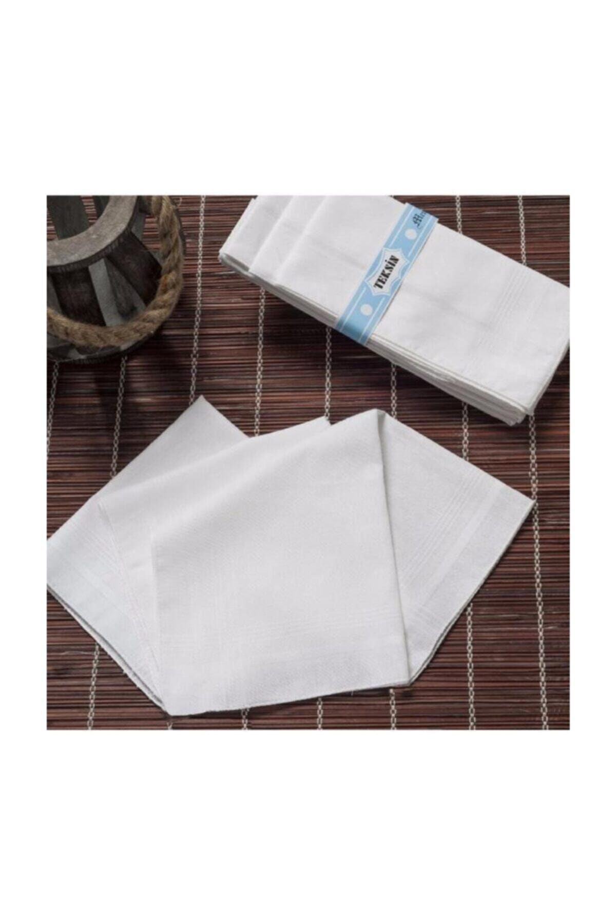 Gözde Teksin 36x36 Cm Bir Düzine (12 Adet) Mendil Tm Beyaz