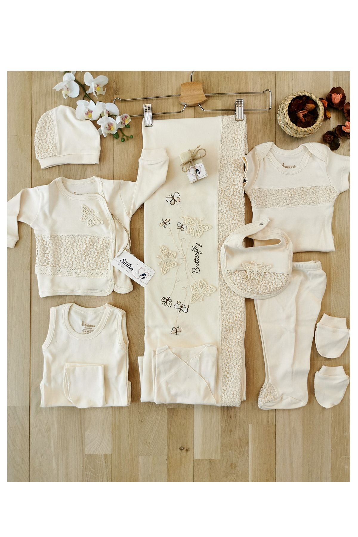 sitilin kiz bebek bej butterfly organik 10lu hastane cikisi fiyati yorumlari trendyol