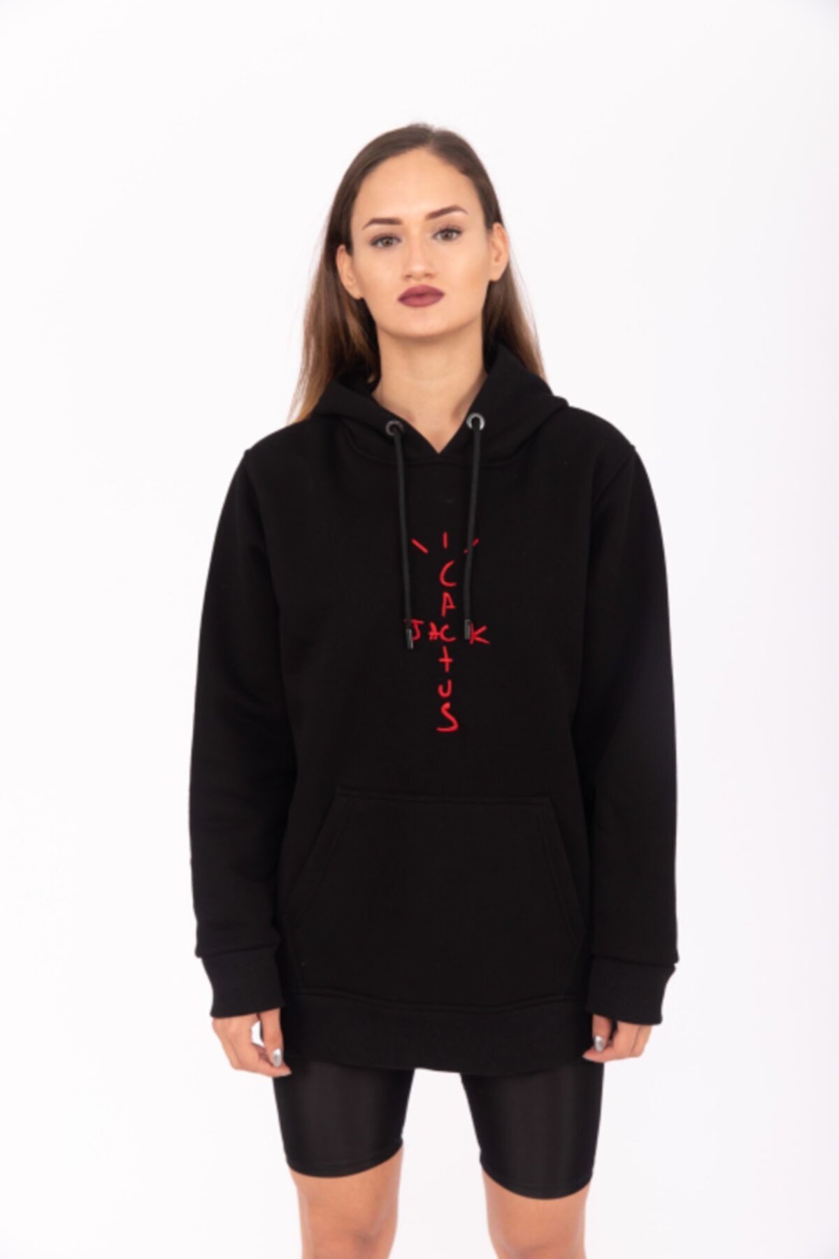 World Travis Jack Cactus Detaylı Kadın Nakışlı Hoodie