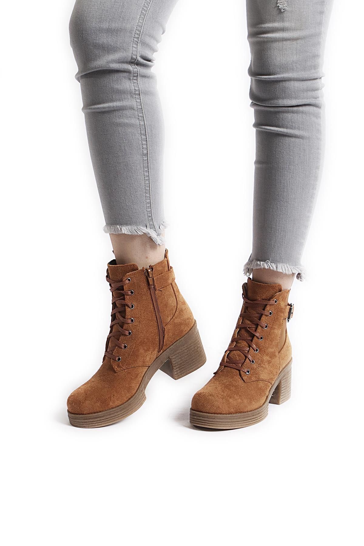 SOBY SHOES Kadın Günlük Toka Detaylı Fermuarlı Ve Bağcıklı Rahat Bot Ve Çizme Soby11060012