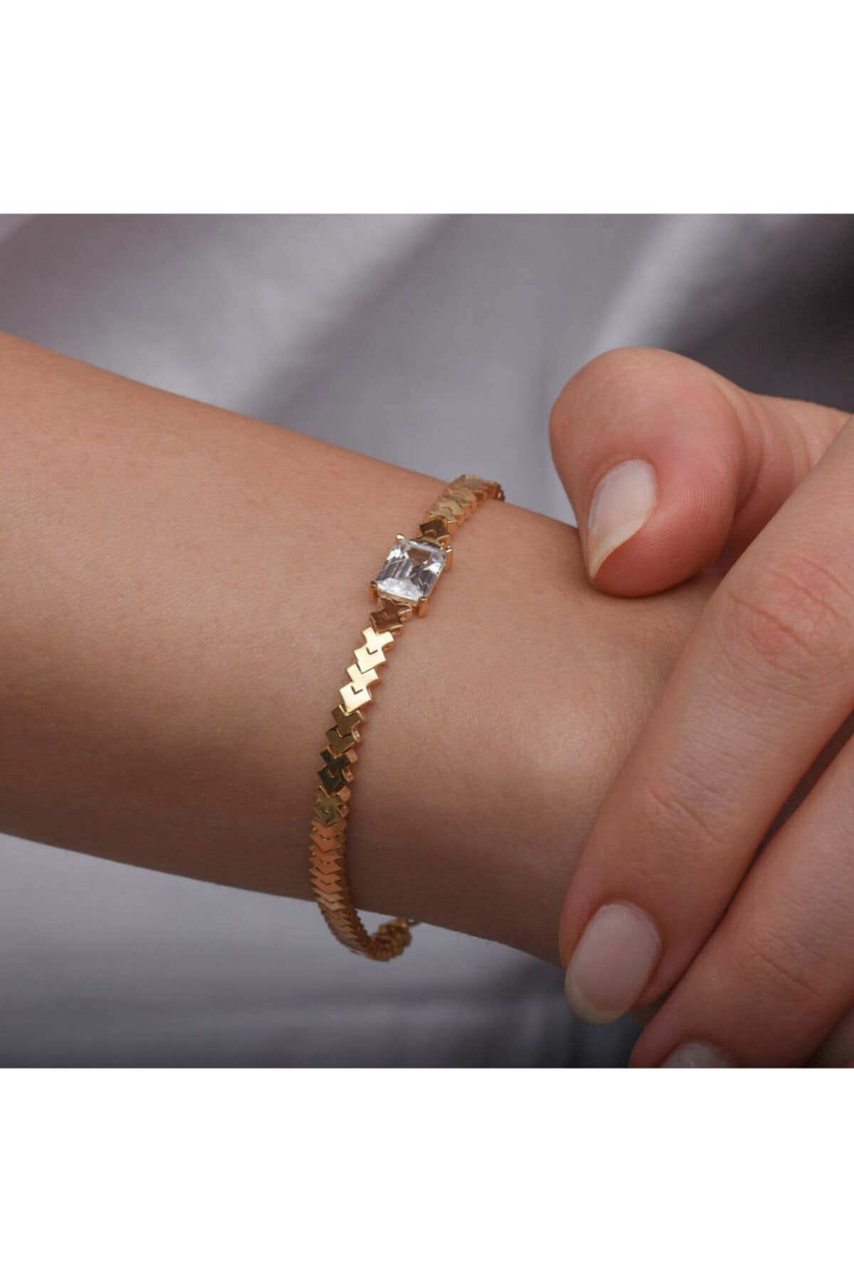 Goza Jewellery Luna Taşlı Sarı Altın Bileklik