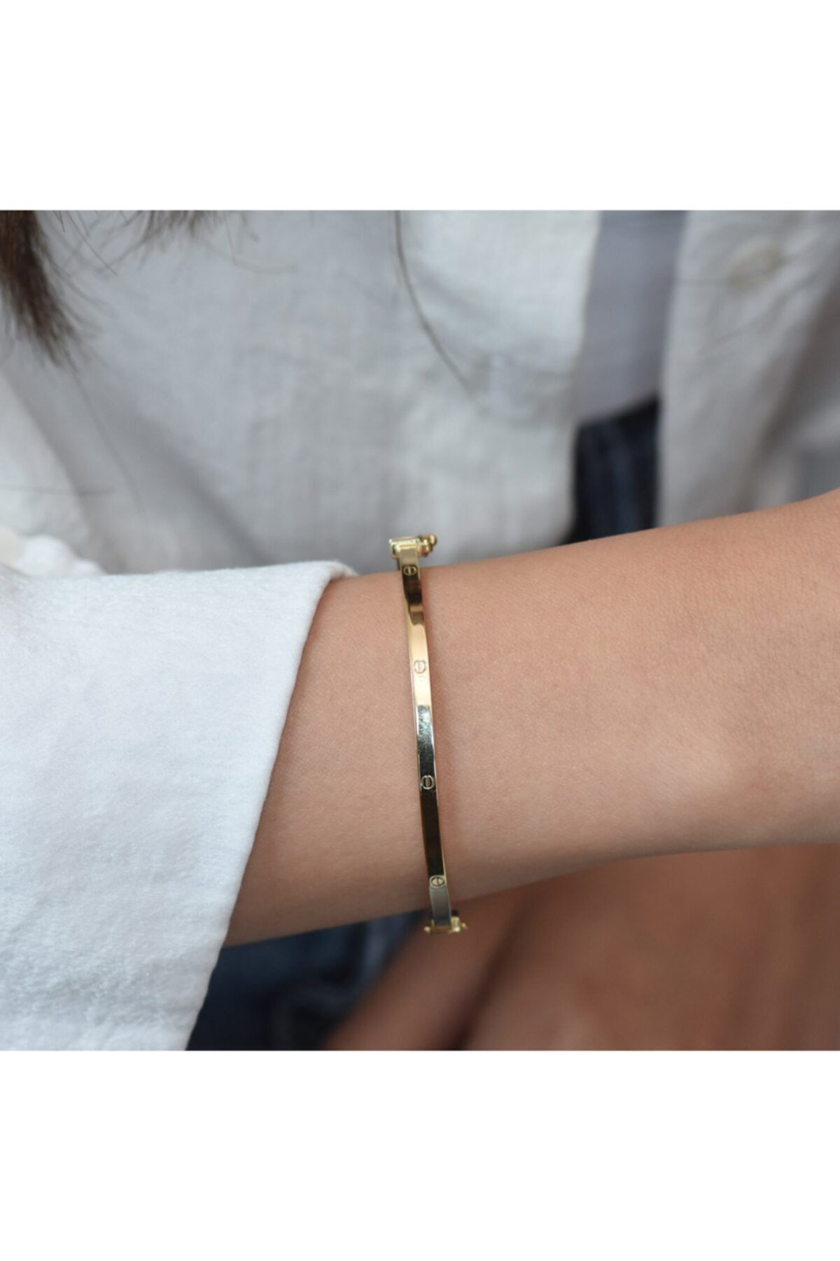 Goza Jewellery Sweat Ince Kelepçe Altın Bileklik