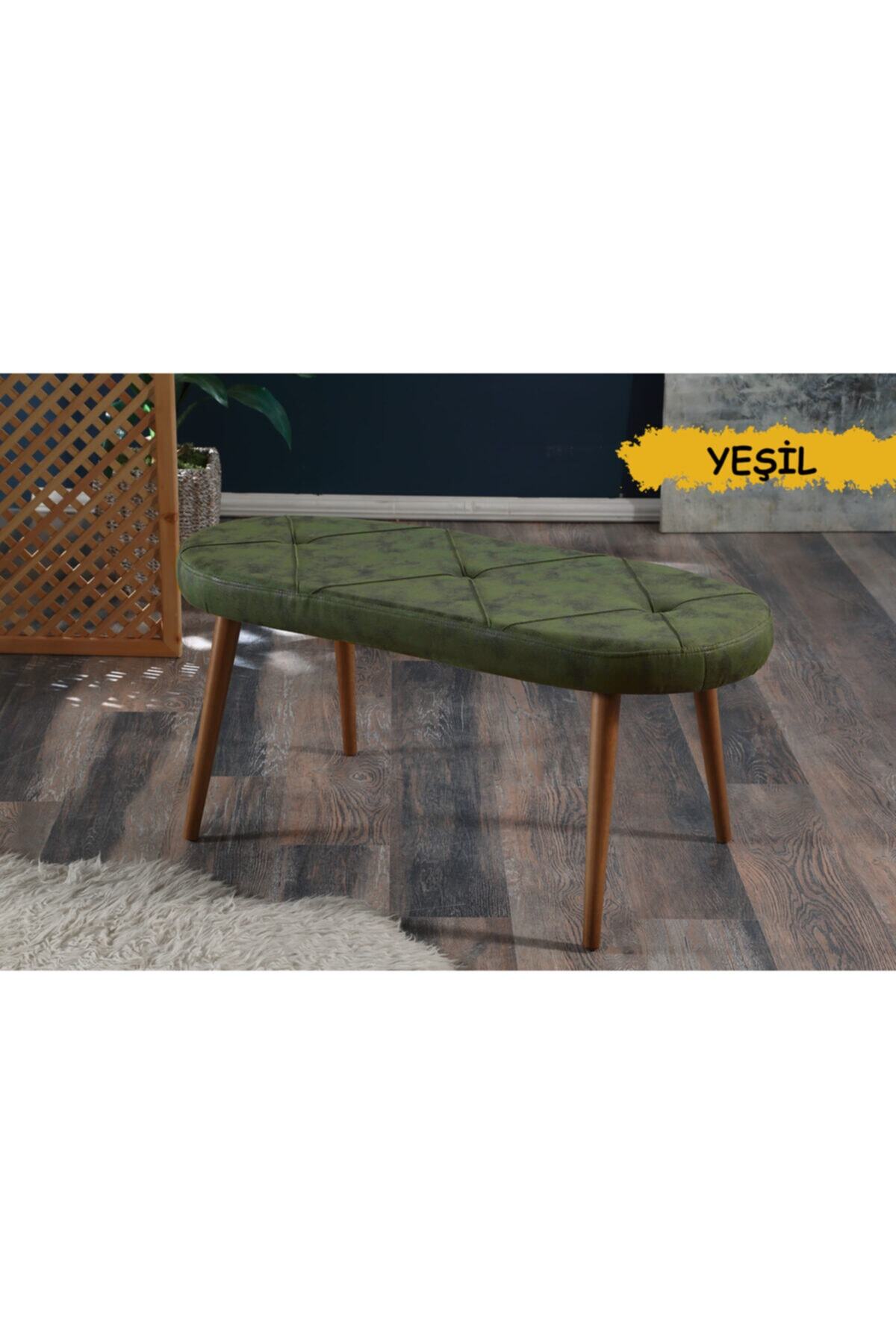 MYMASSA Bench - Yeşil - Ahşap Ceviz Ayaklı