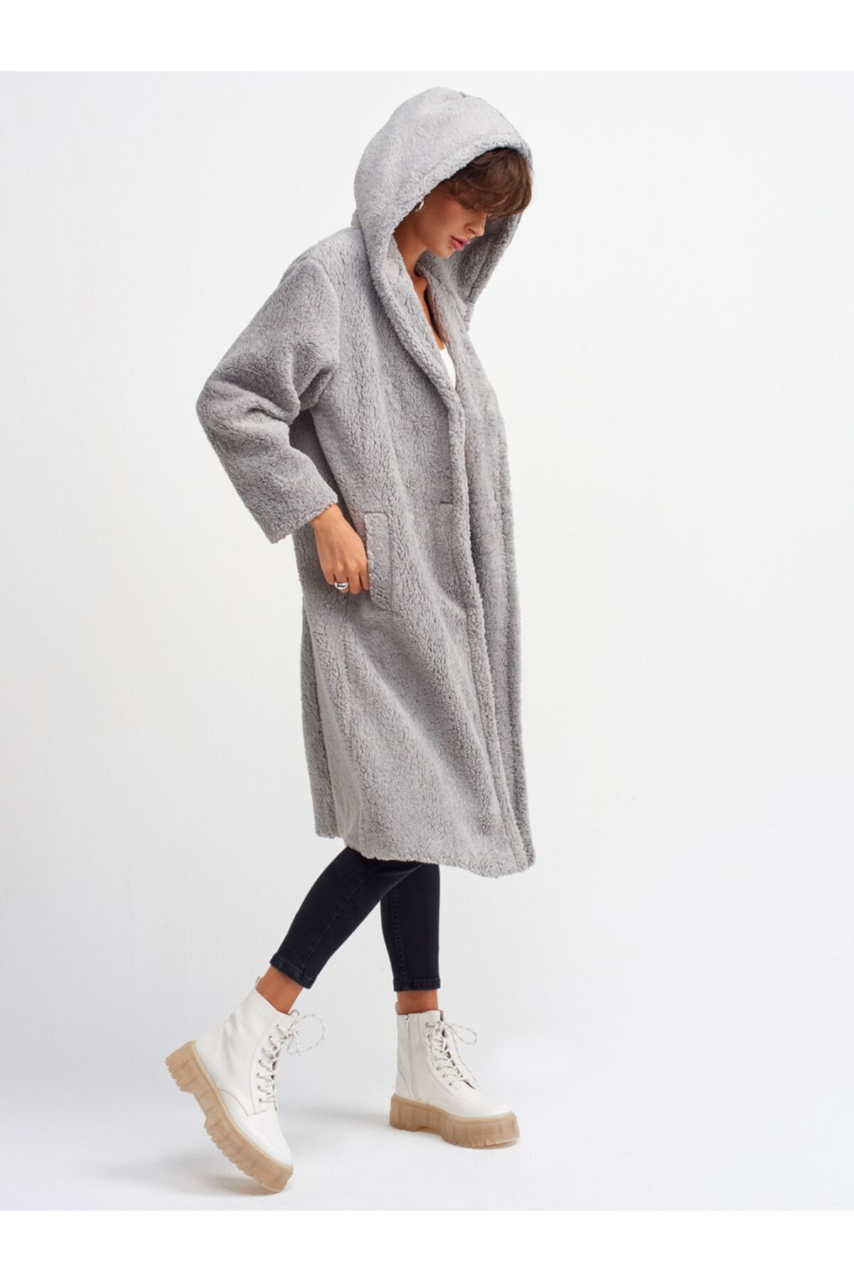 Dilvin 6873 Peluş Kaban-gri