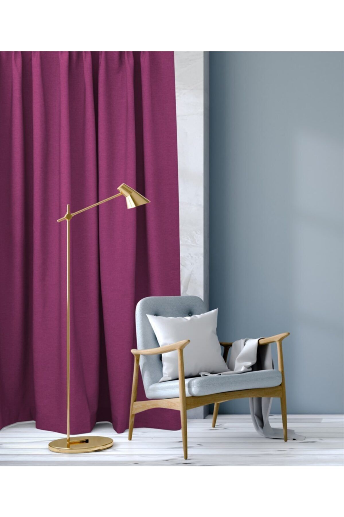 C&SARI Design Fuşya Fon Perde Ekstrafor Ipli Pile