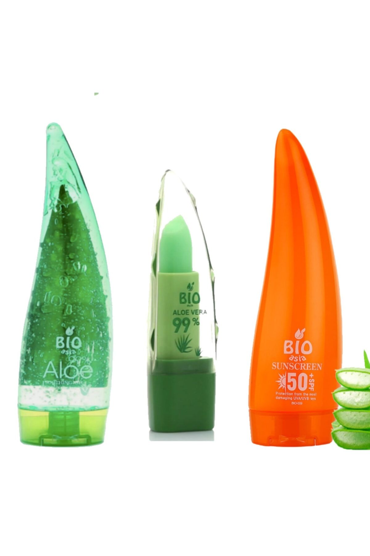 BİO ASİA Aleovera Jel (250 ml) + Alevera Lip Balm Stick + 50 Faktör Güneş Kremi