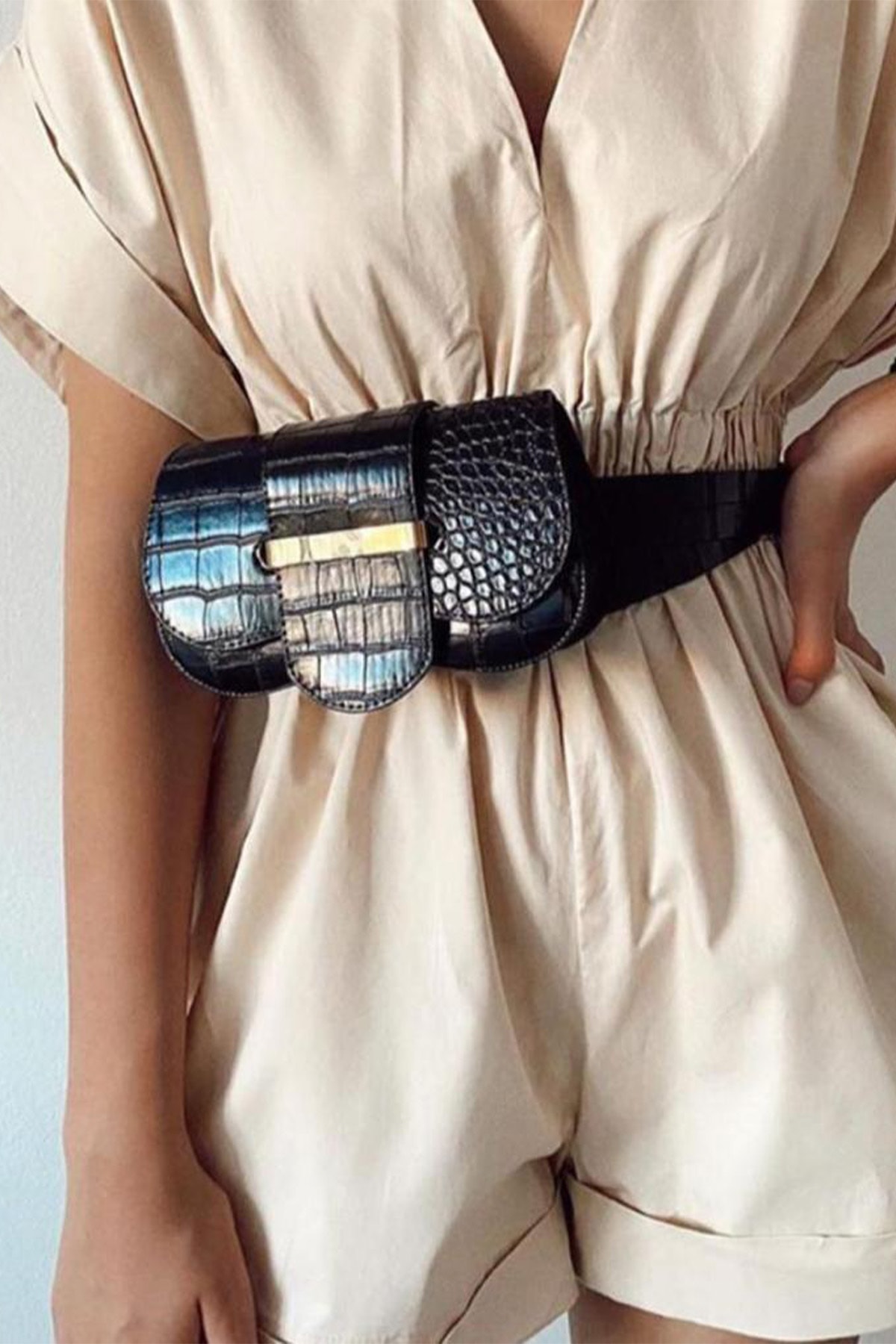 BYHELS Kadın Siyah Kemerli Bel Çantası