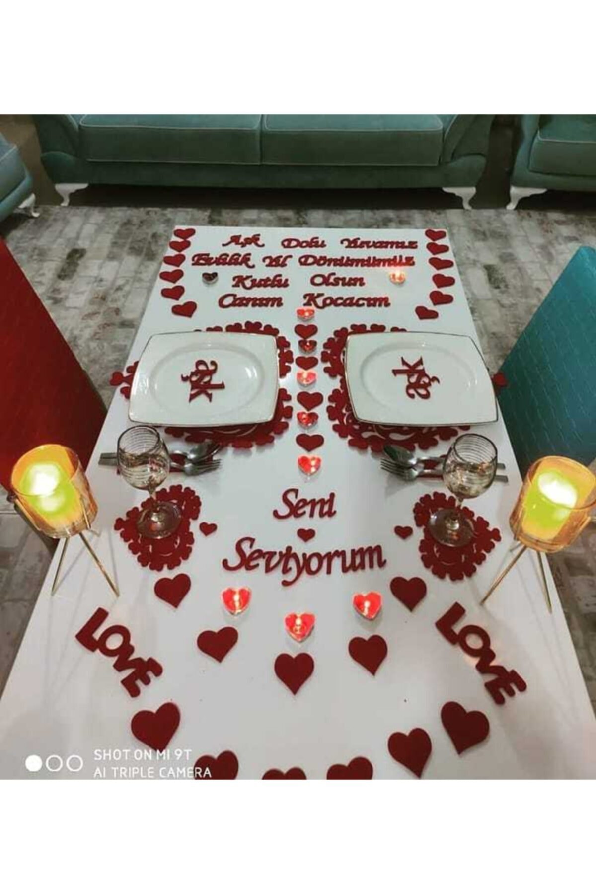 PARTİ SEPETİ Keçe Amerikan Servis Takımı Evlilik Yıl Dönümü Seti