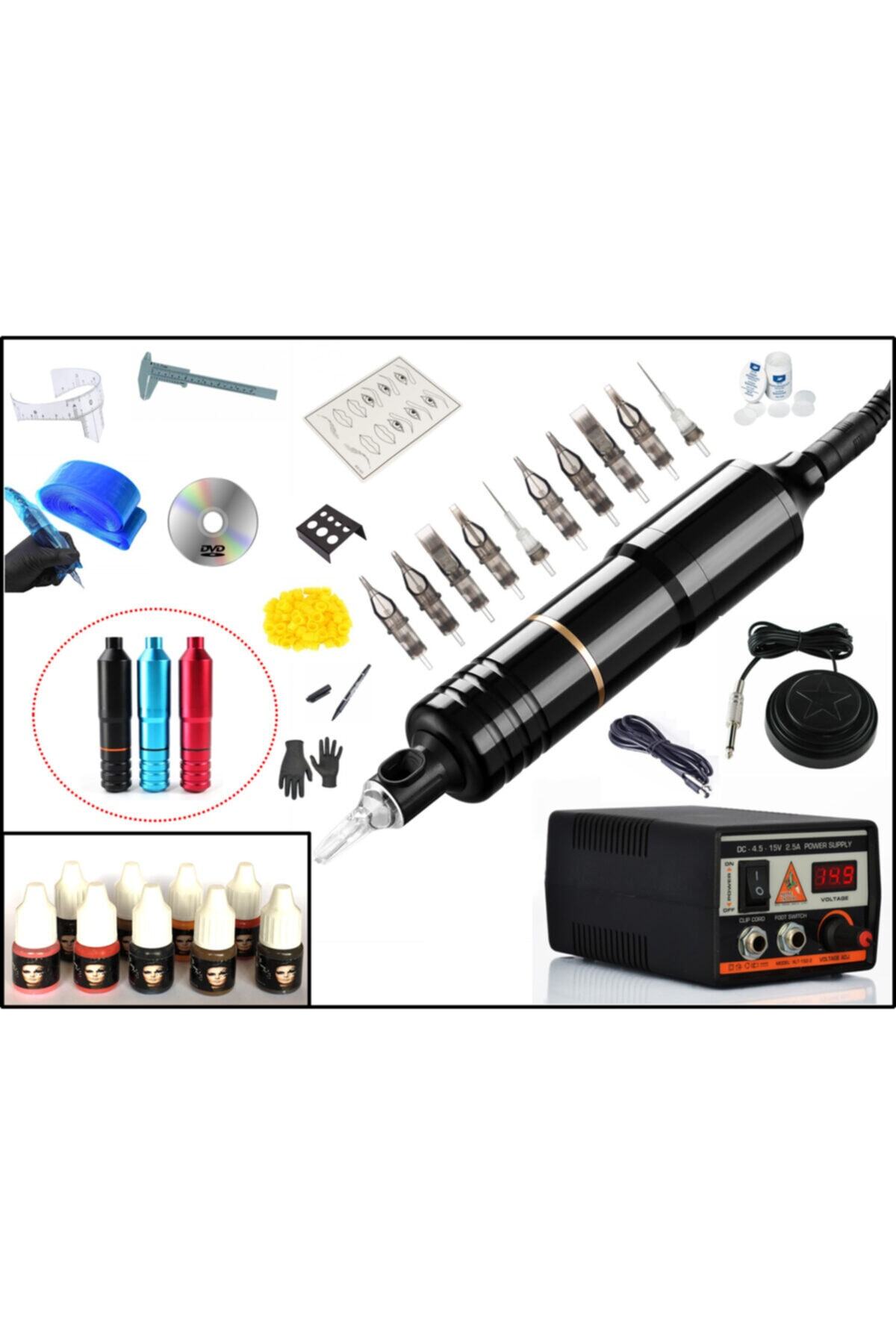 XLINETATTOO Xl-5338a Hybrıd Black Tattoo Pen Kalıcı Makyaj Makinası Seti - Mabuchı Motor