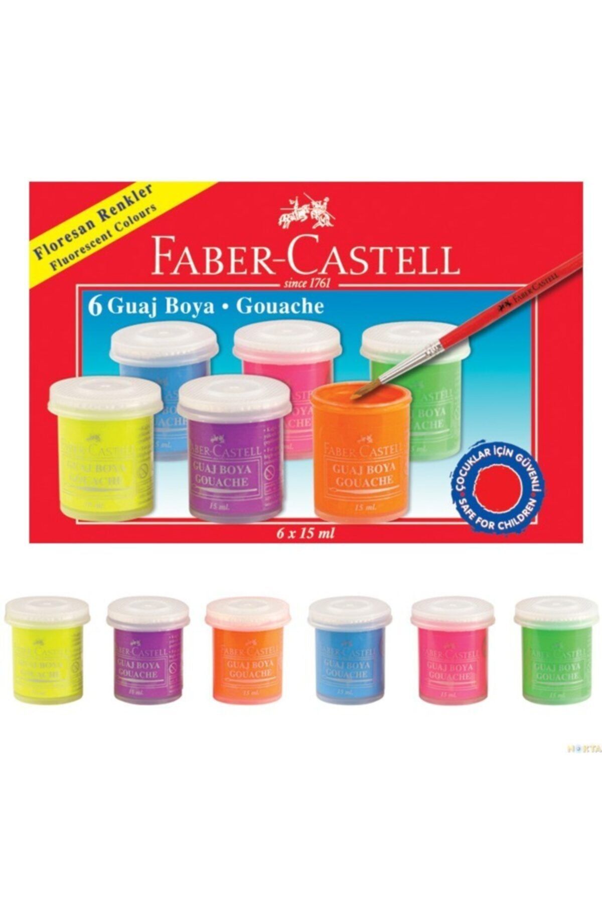 Faber Castell 6 Renk Guaj Boya Neon Renkler