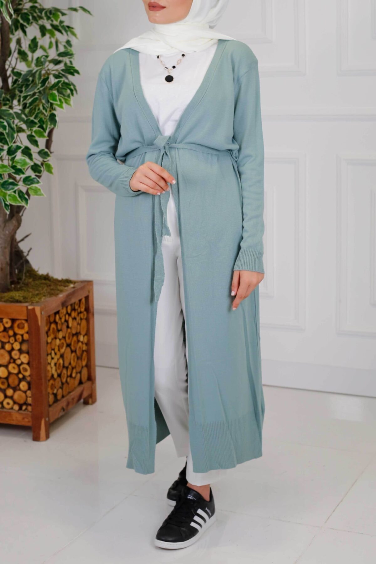 İmajButik Arka Resim Detaylı Hırka- Mint Yeşili