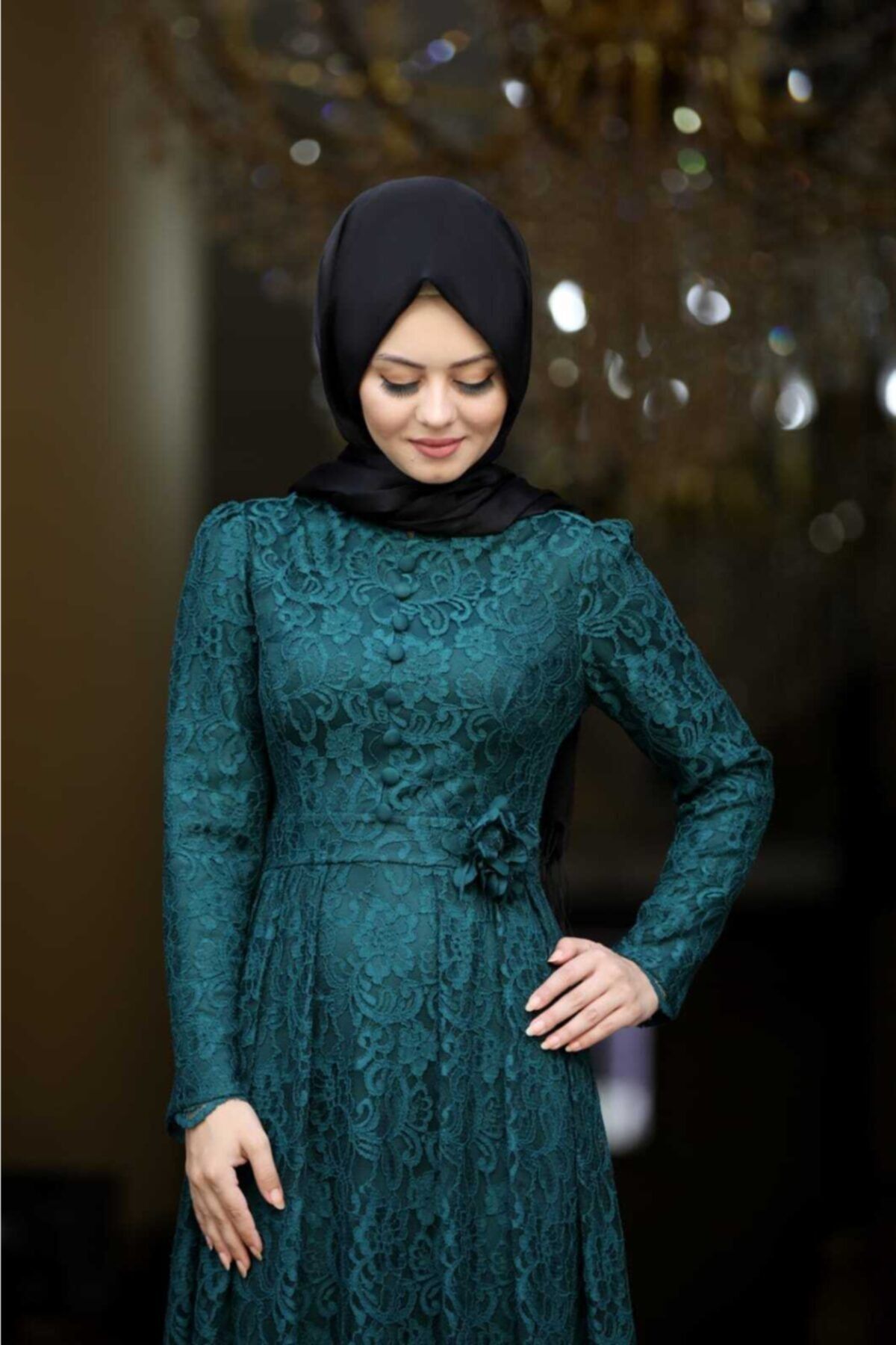 Moda Çizgi Ahunisa Henna Abiye Haki 5646