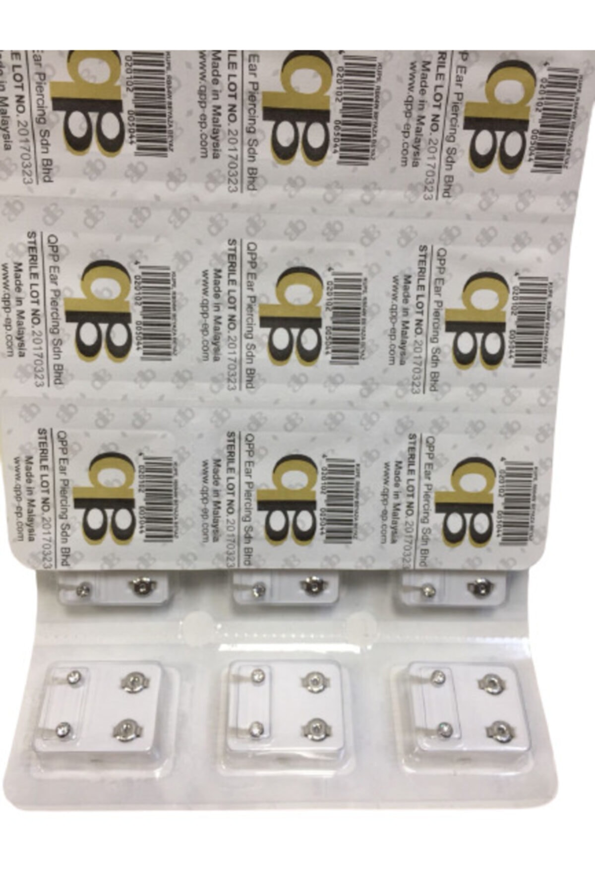 QPP Quality Piercing Products Qpp Kulak Delme Küpesi Beyaza Beyaz Büyük Taşlı Rb04w 1plaka(12çift)