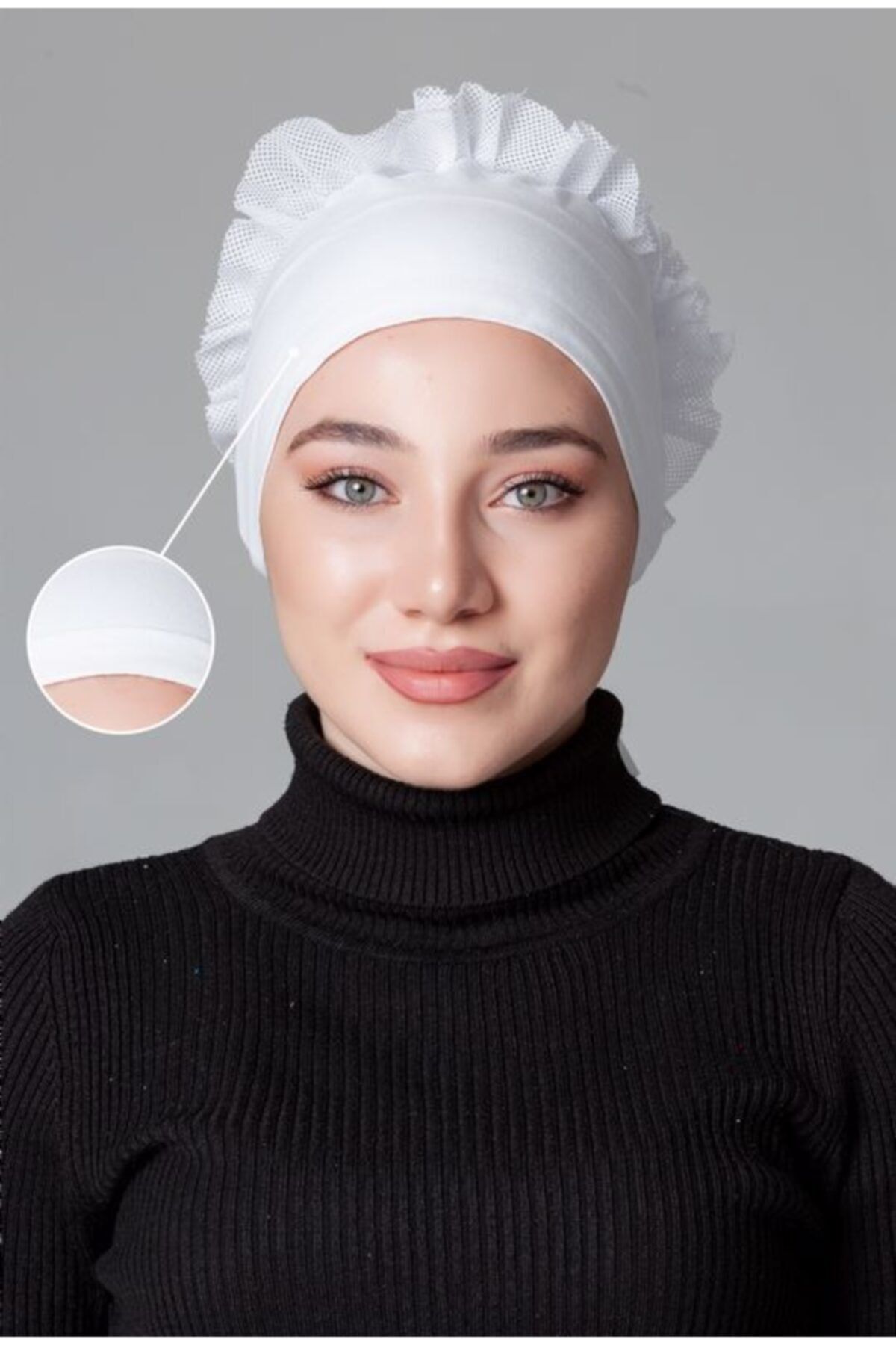 Asafir Beyaz Penye Fırfırlı Kaymayan Bone