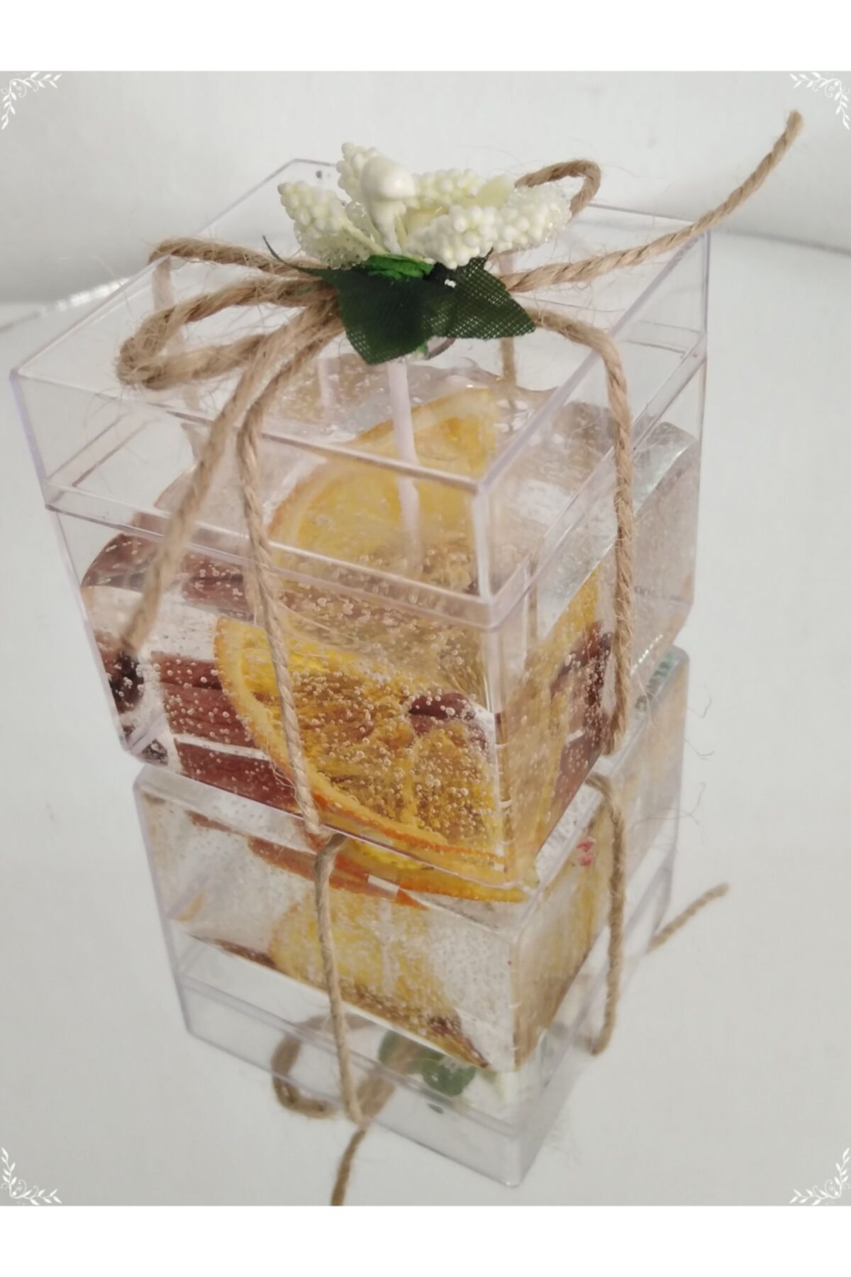 Minidesign Atölye Jel Mum Nikah Şeker Bebek Nikah Kına Doğumgünü Hediyelik Mikakutulu (25 Adet) Tarçın Portakallı