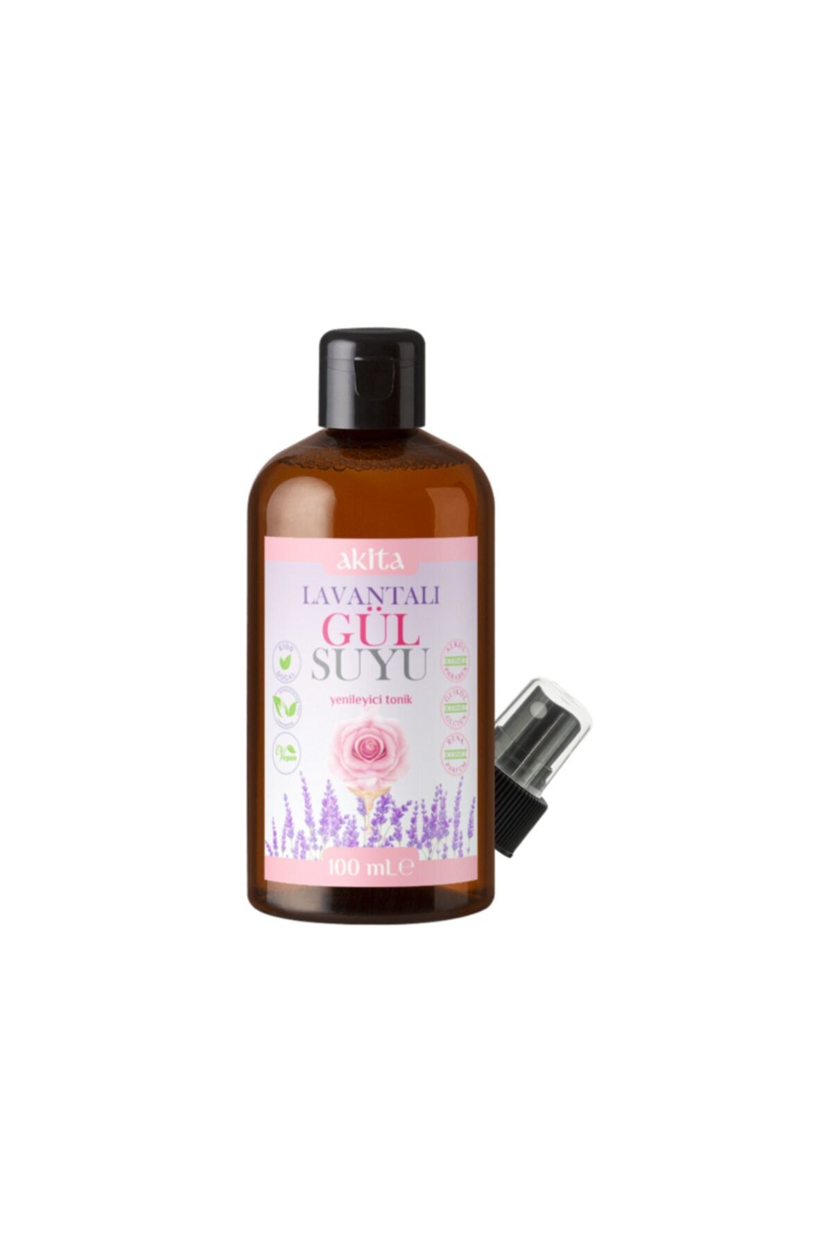 Akita % 100 Doğal Lavantalı Gül Suyu Cam Şişe 100ml