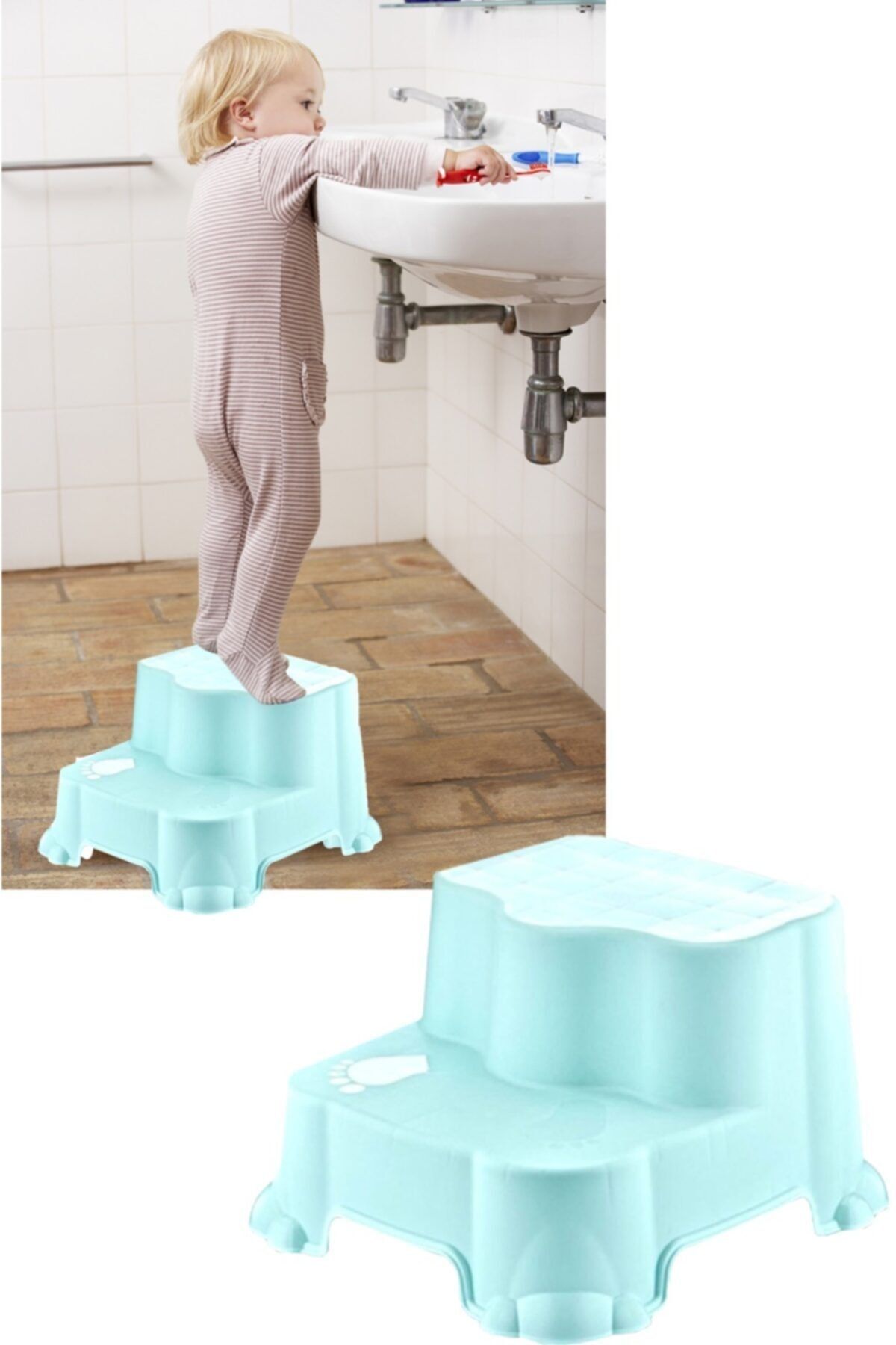 Meleni Home Kaymaz Tabanlı Çocuk Basamağı Mint