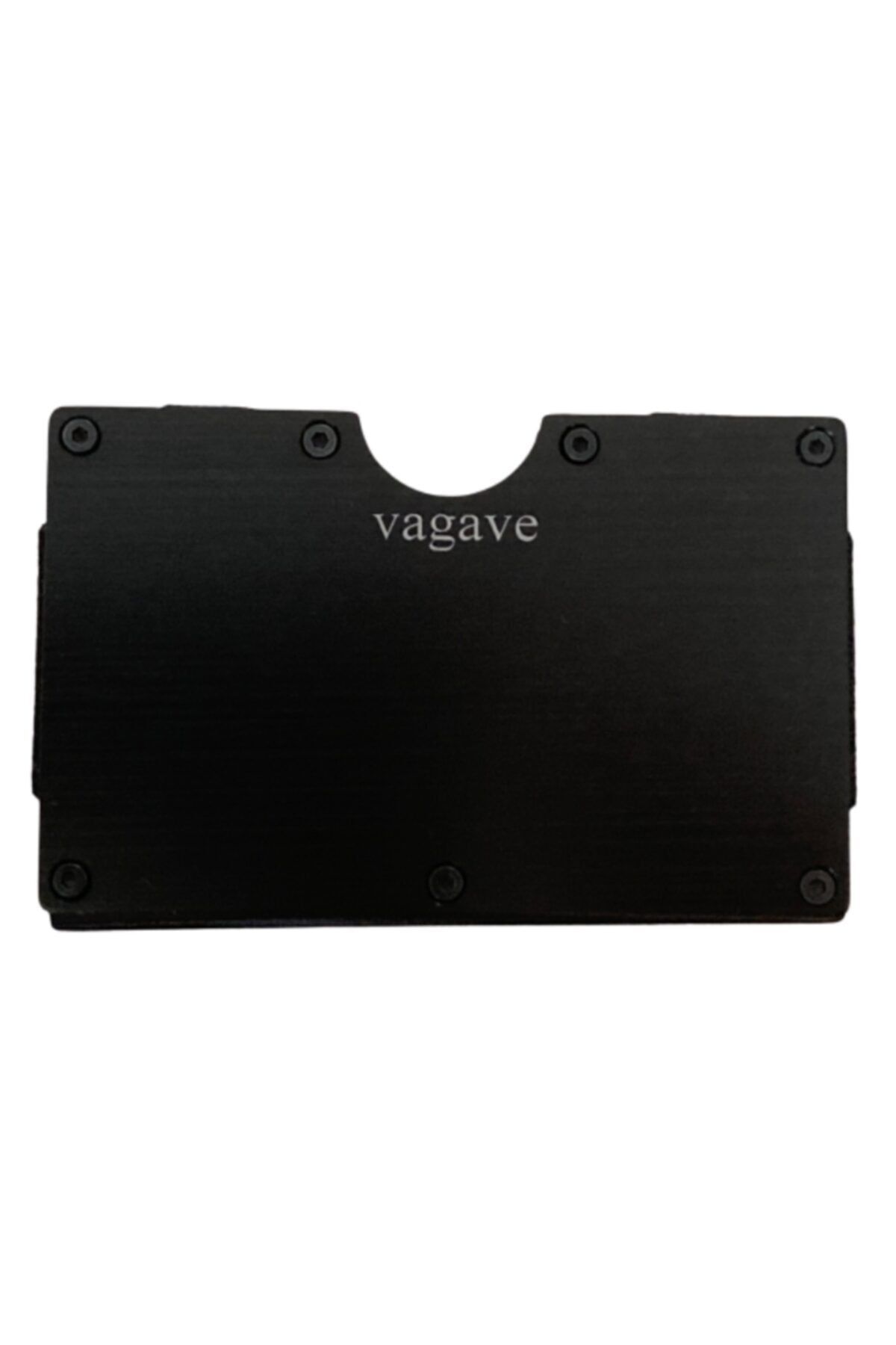 vagave Brushed Black Metal Kartlık Cüzdan