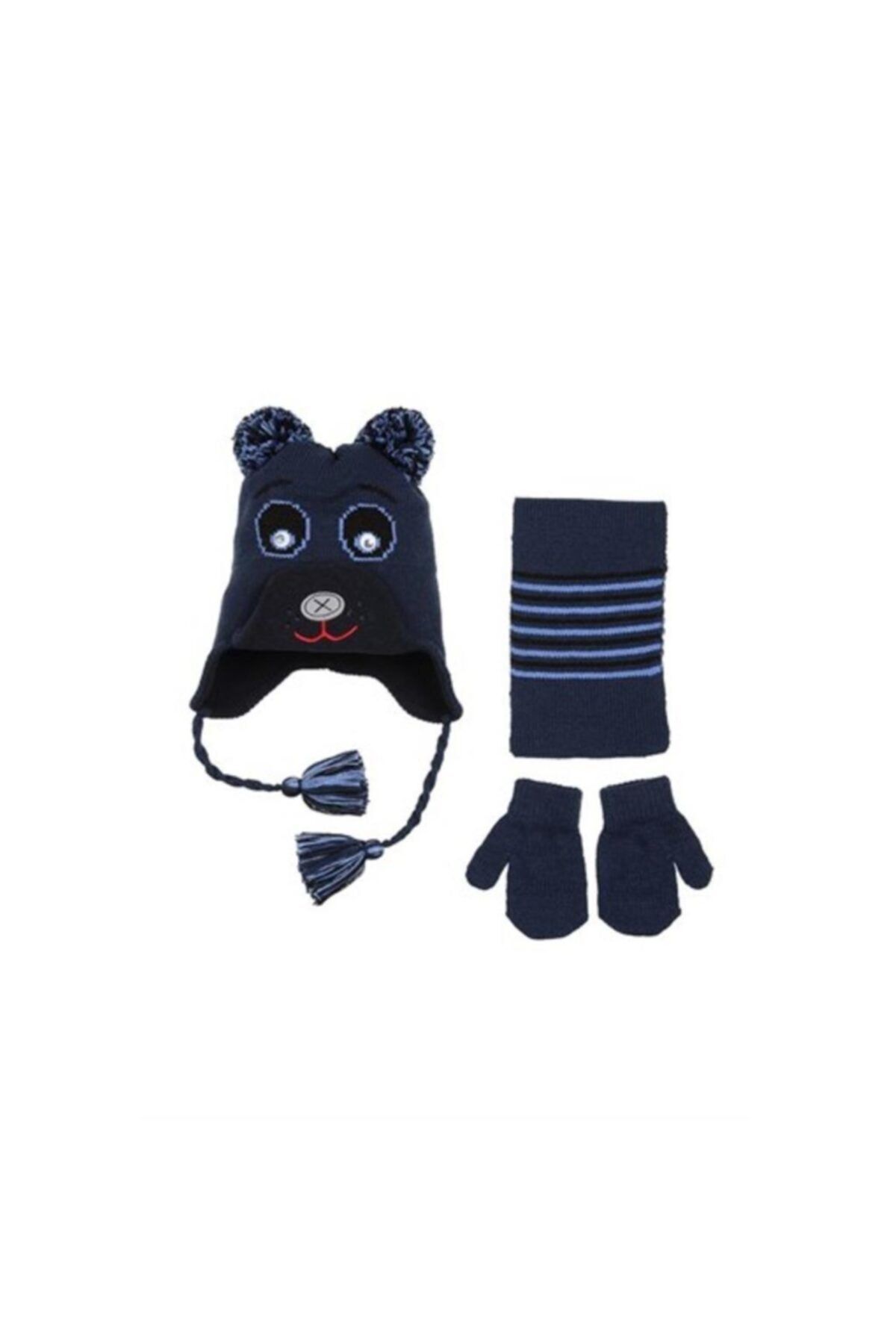 Kitti Erkek Çocuk 1-4 Yaş Atkı Bere Eldiven Takımı K6931