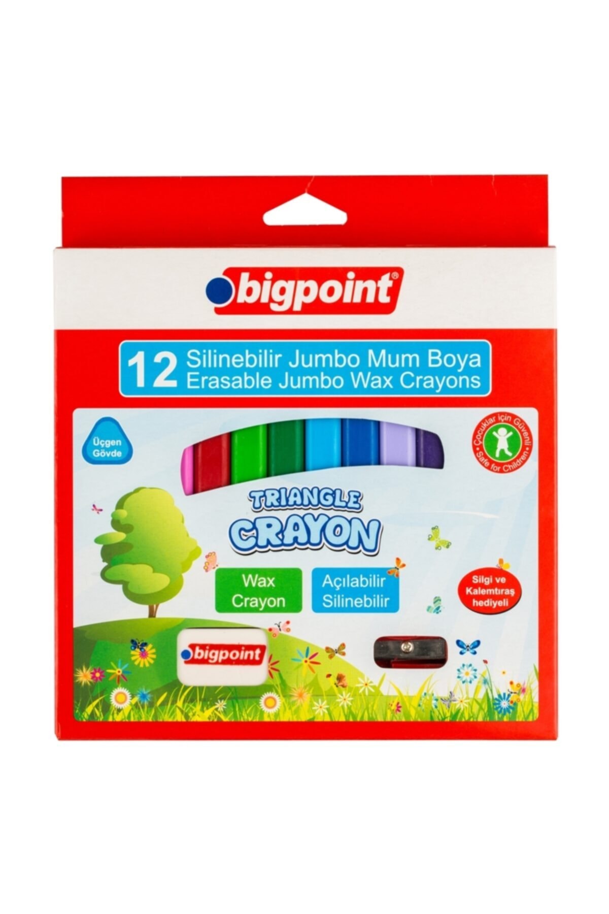 Bigpoint Wax Crayon Silinebilir Jumbo Mum Boya 12 Renk