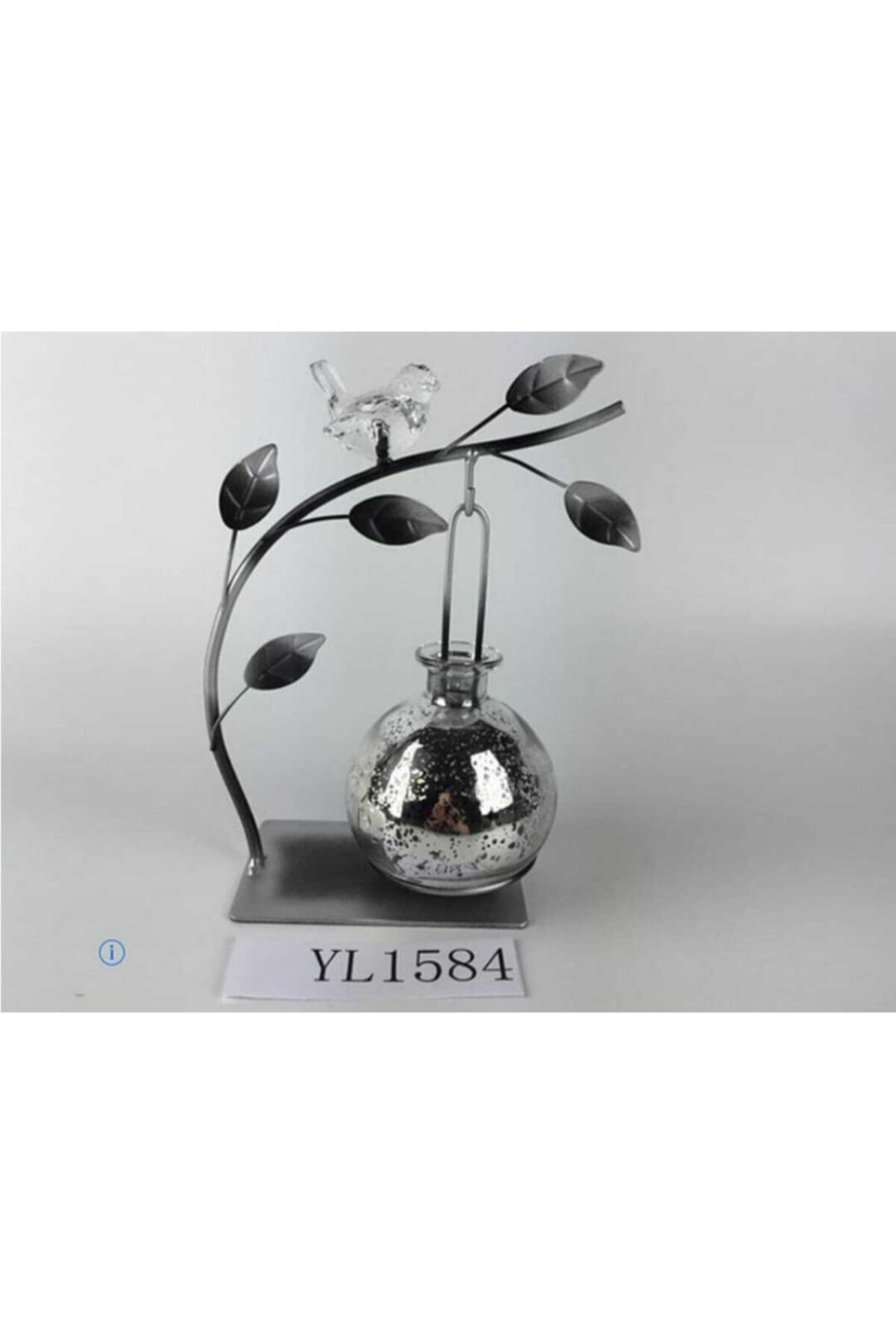 Kentdekor Gümüş Kuşlu Şamdan