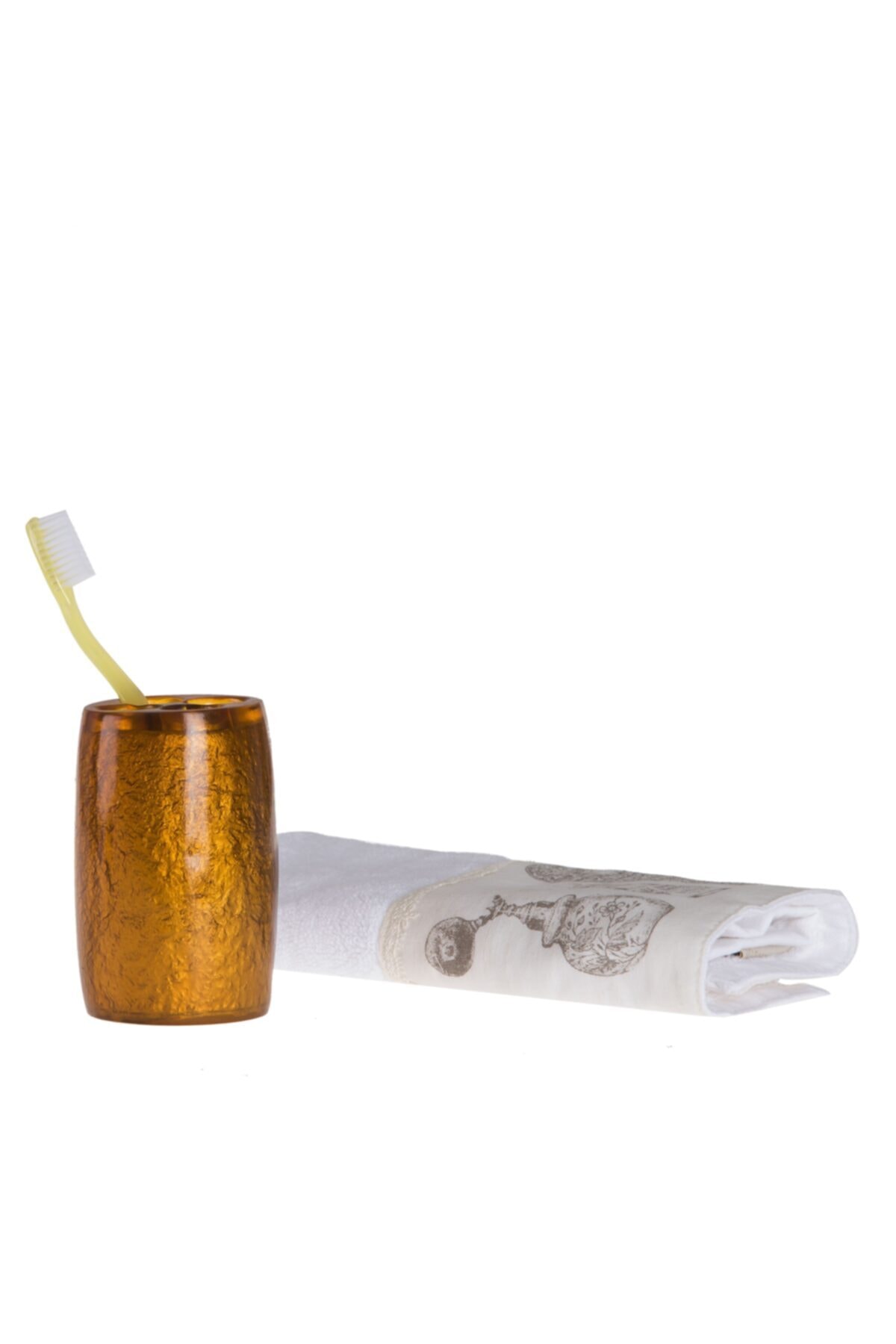 Bosphorus Diş Fırçalık Altın Renkli Poliresin Model 5x5x7cm