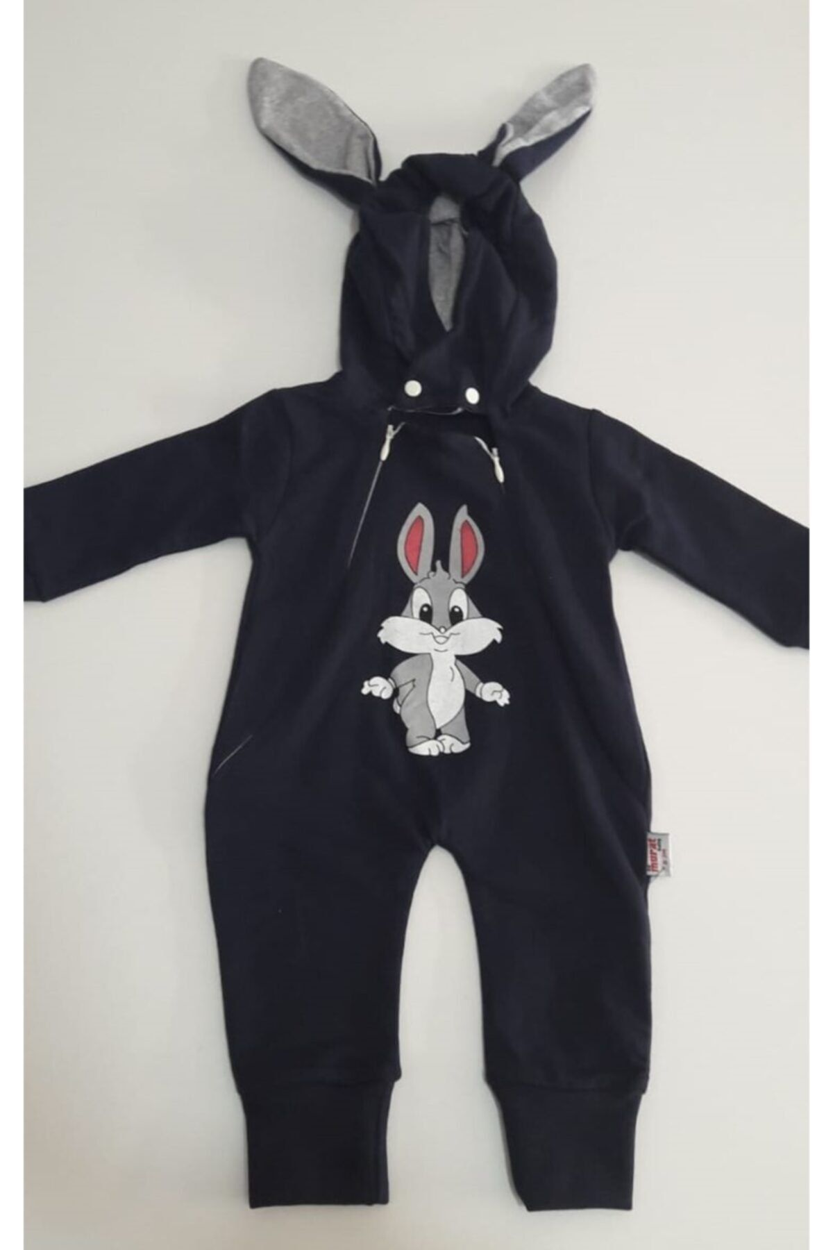 BYMURAT BABY Unisex Çocuk Lacivert Baskılı KapüşonluTulum
