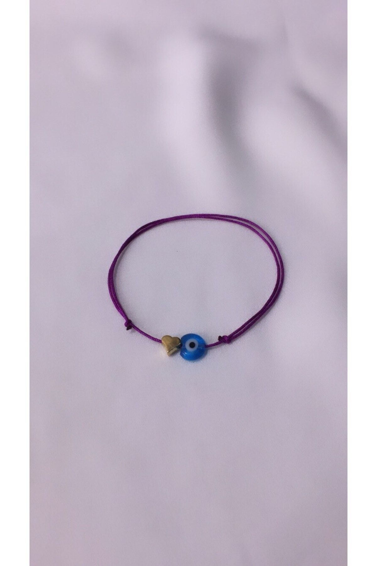 otto bijuteri Purple Heart Evil Eye Beaded Rope Bracelet Trendyol