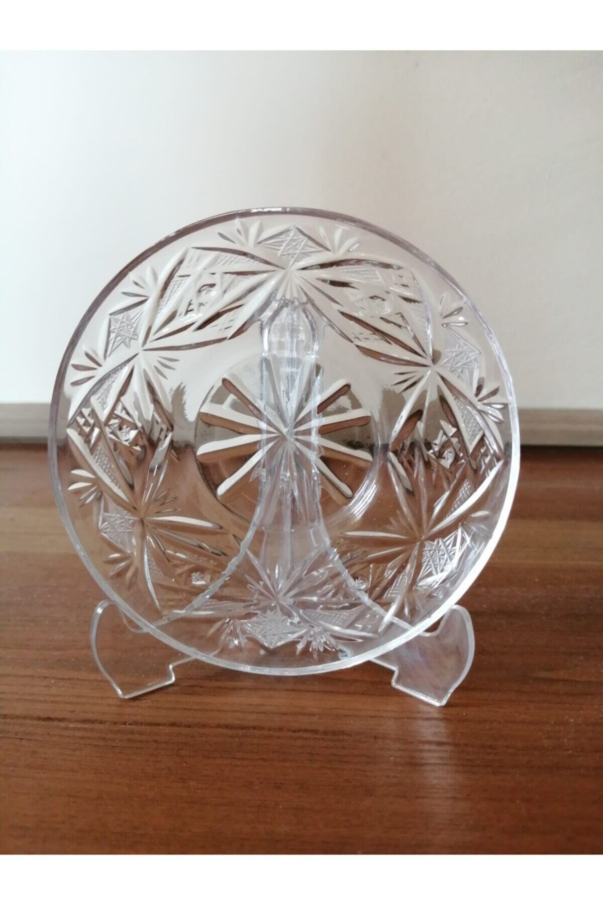 PAŞABAHÇE DENİZLİ CAM Kristal Palmiye Desen Butik 6'lı Çay Tabağı Set