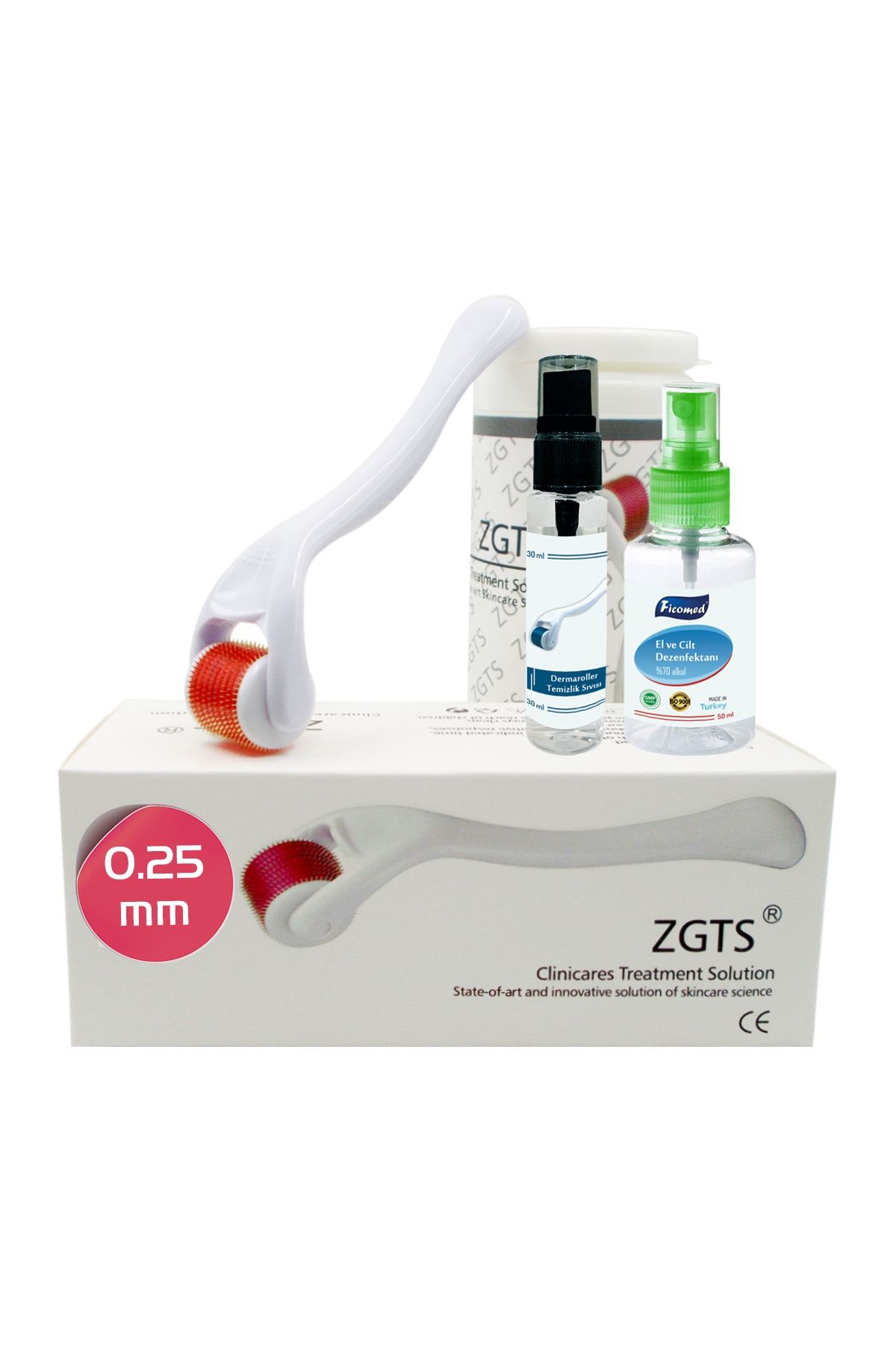 Zgts Red Love Dermaroller 0.25mm Titanyum 540 İğneli Göz Çevresi Göz Altı İçin Beyaz Derma Roller