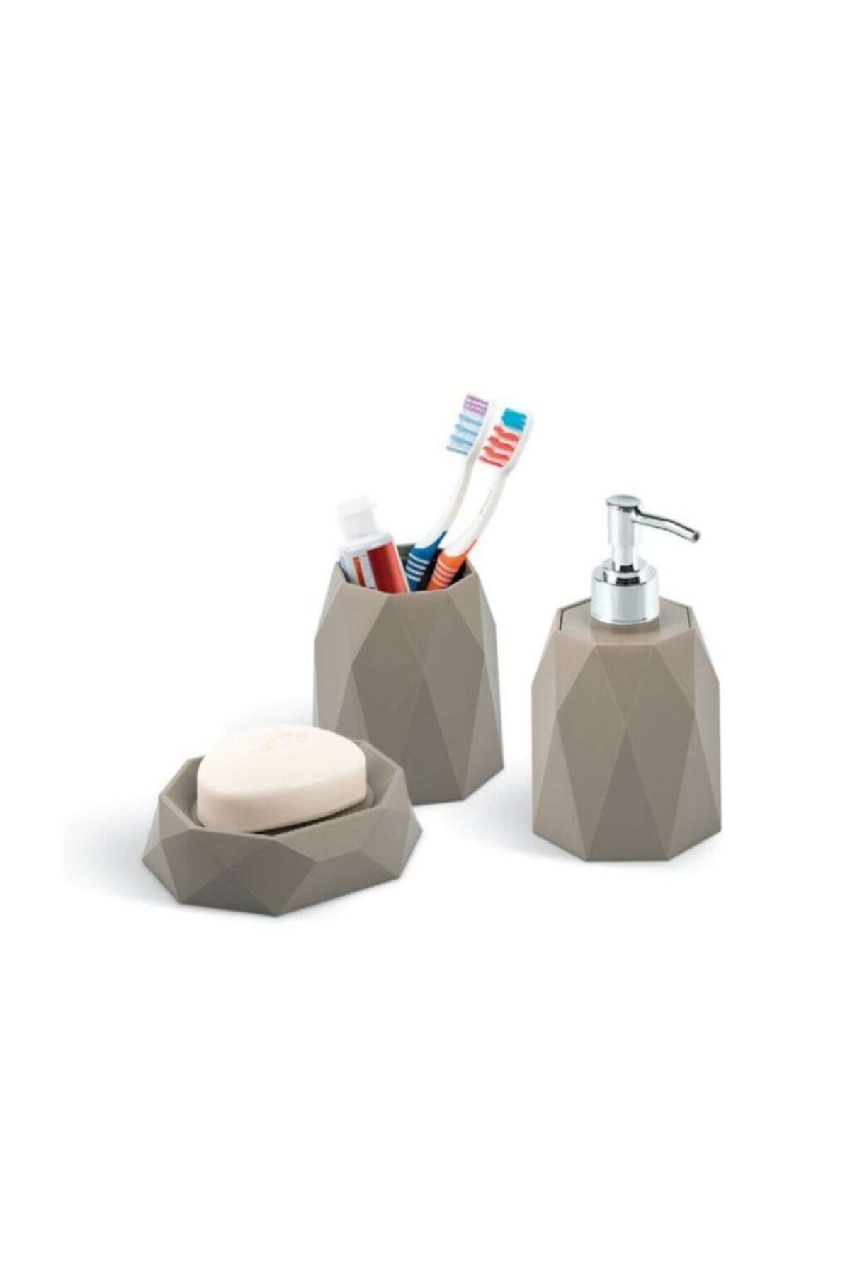 Vk&Vk Diamond 3lü Banyo Seti Diş Fırçalık Sabunluk Sıvı Sabunluk Up545