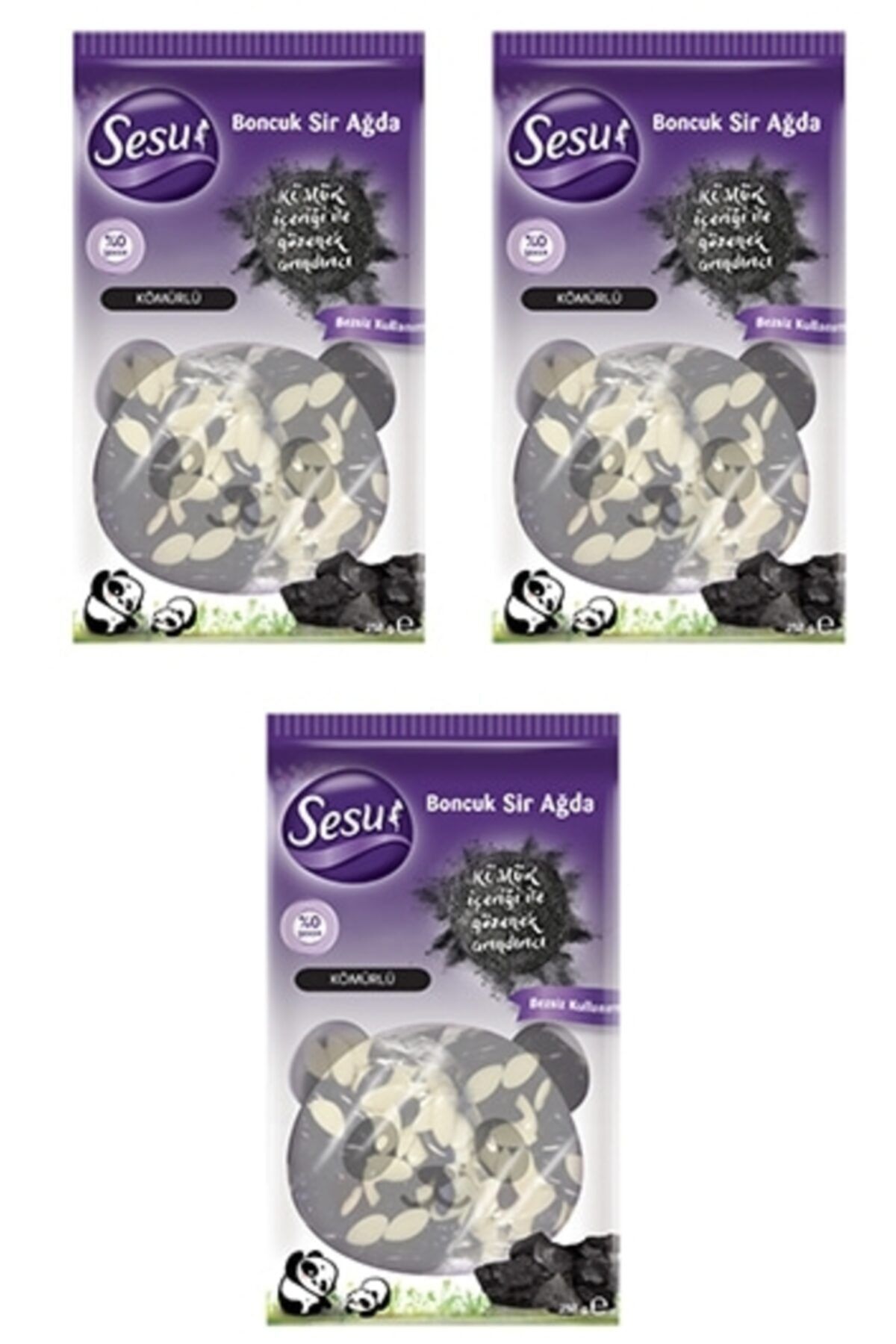 Sesu Boncuk Sir Ağda Kömürlü 250 Gr X 3 Adet