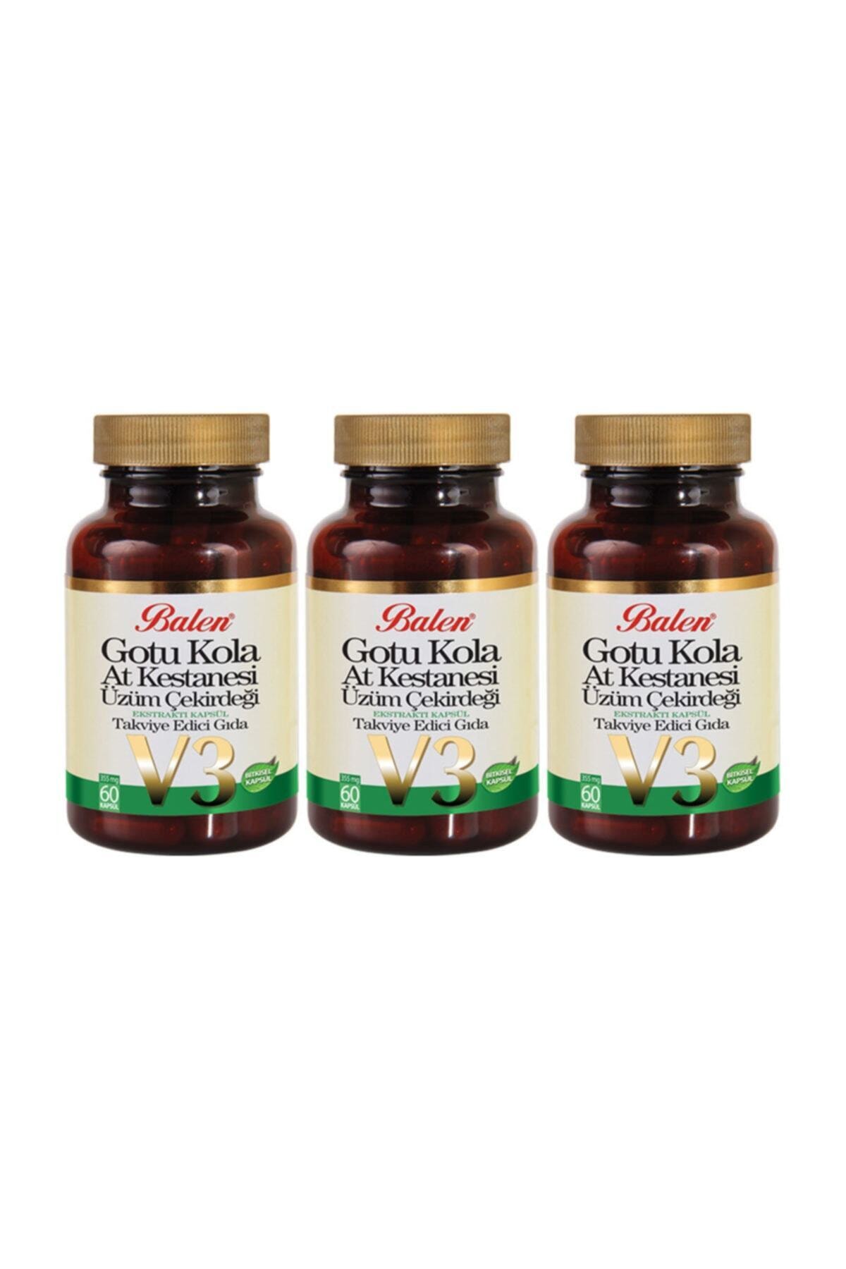 Balen V3 Gotu Kola & At Kestanesi & Üzüm Çekirdeği 60 Kapsül X 3 Adet